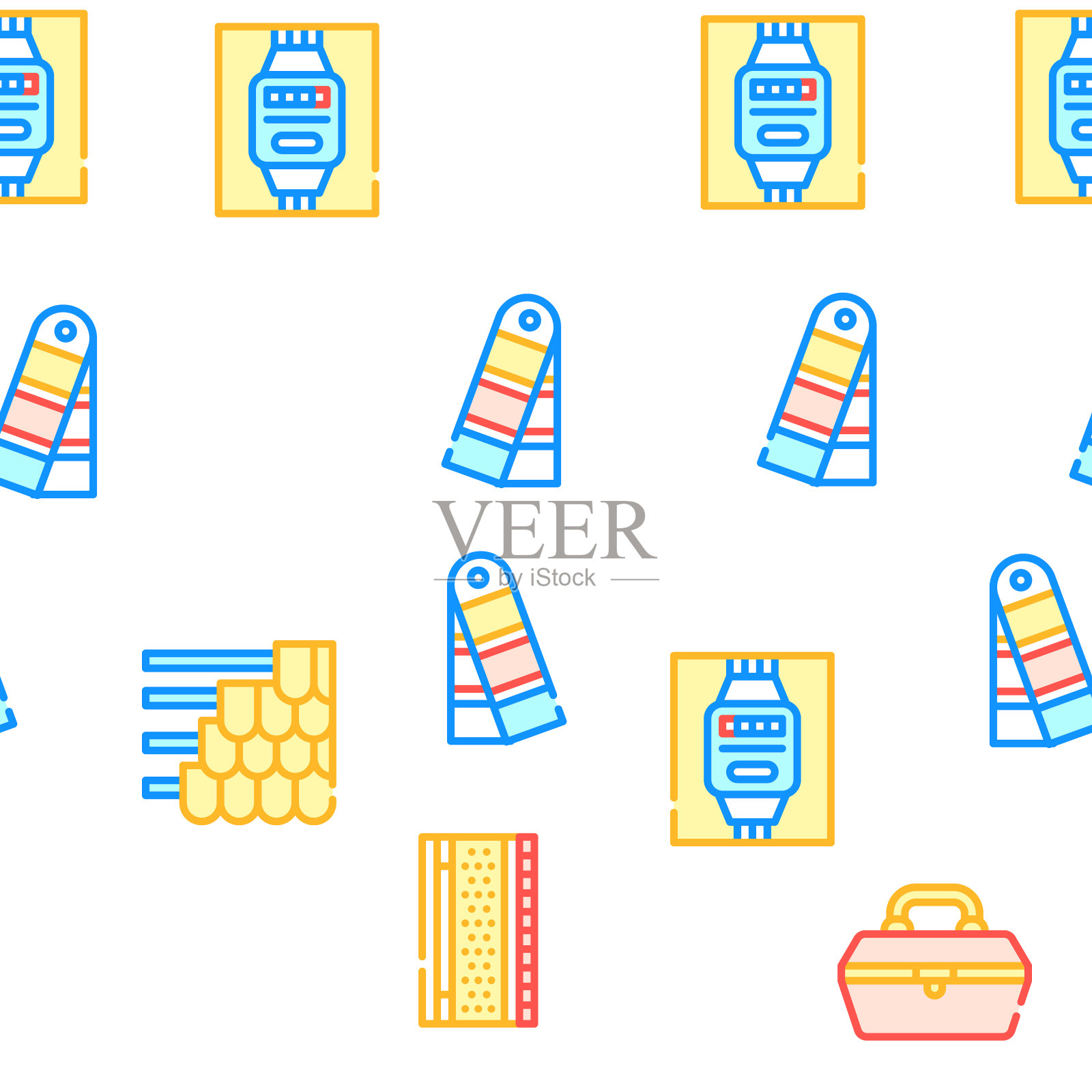 装修家修理矢量无缝模式图标素材