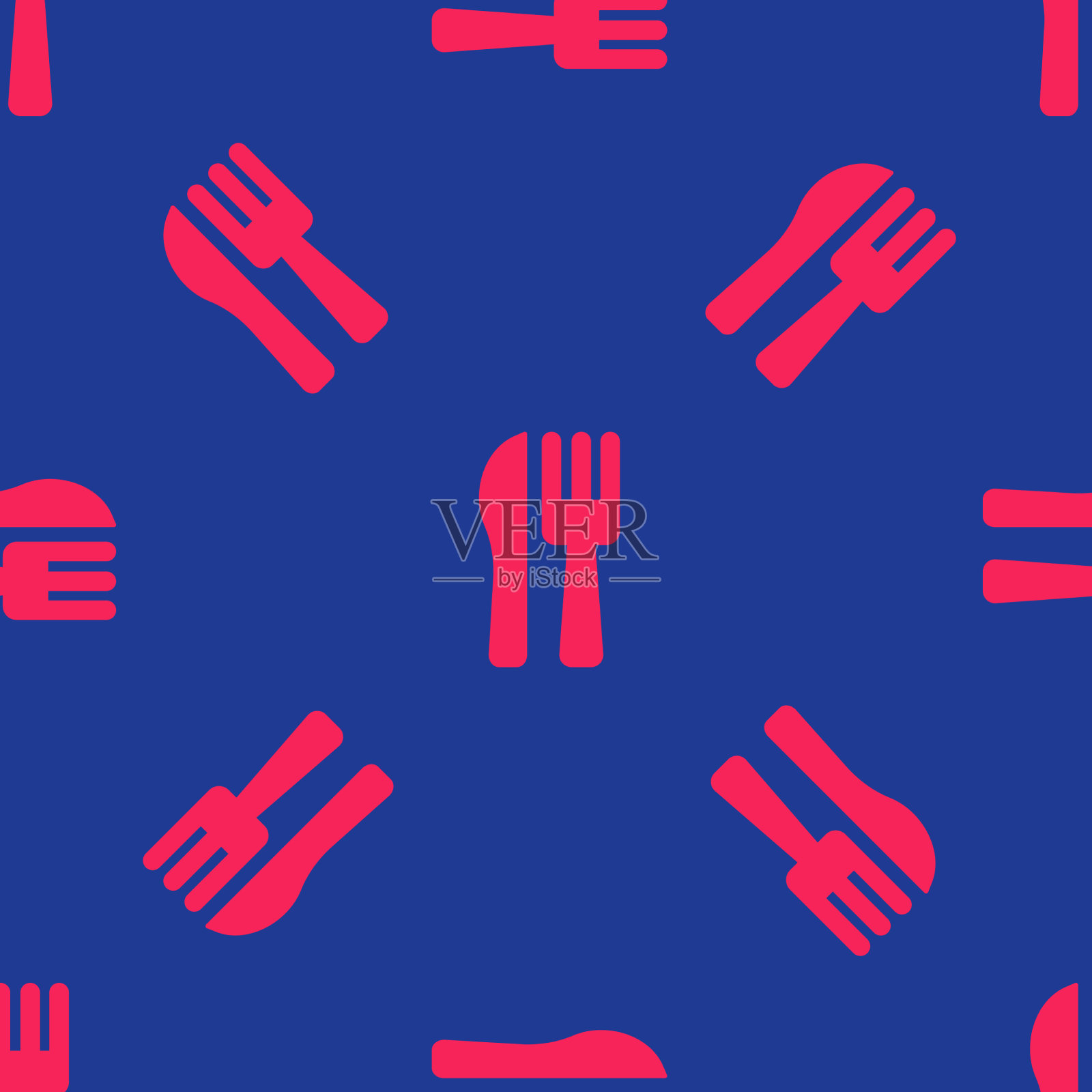 红色十字刀叉图标隔离无缝插画图片素材