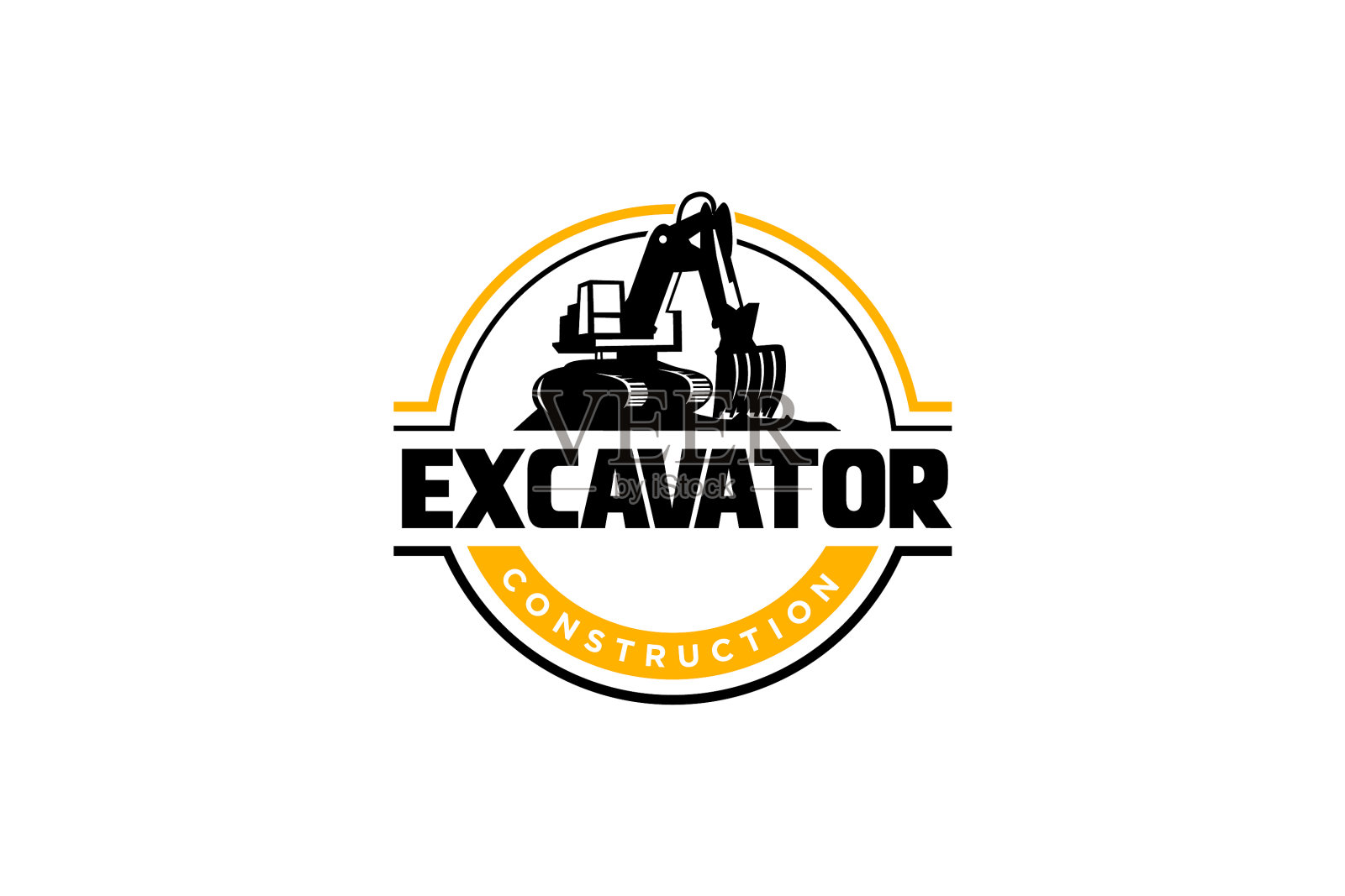 挖掘机标志模板为重型设备标志插画图片素材
