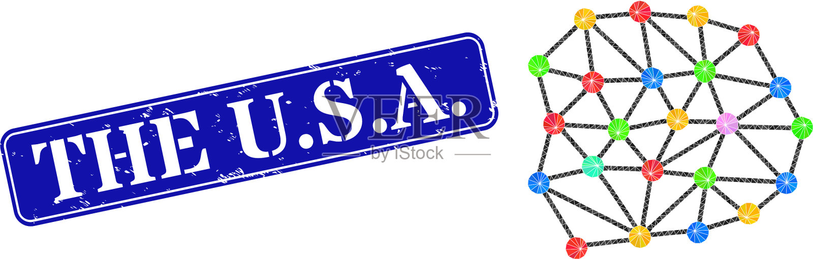 用网格三角形刮美国徽章插画图片素材