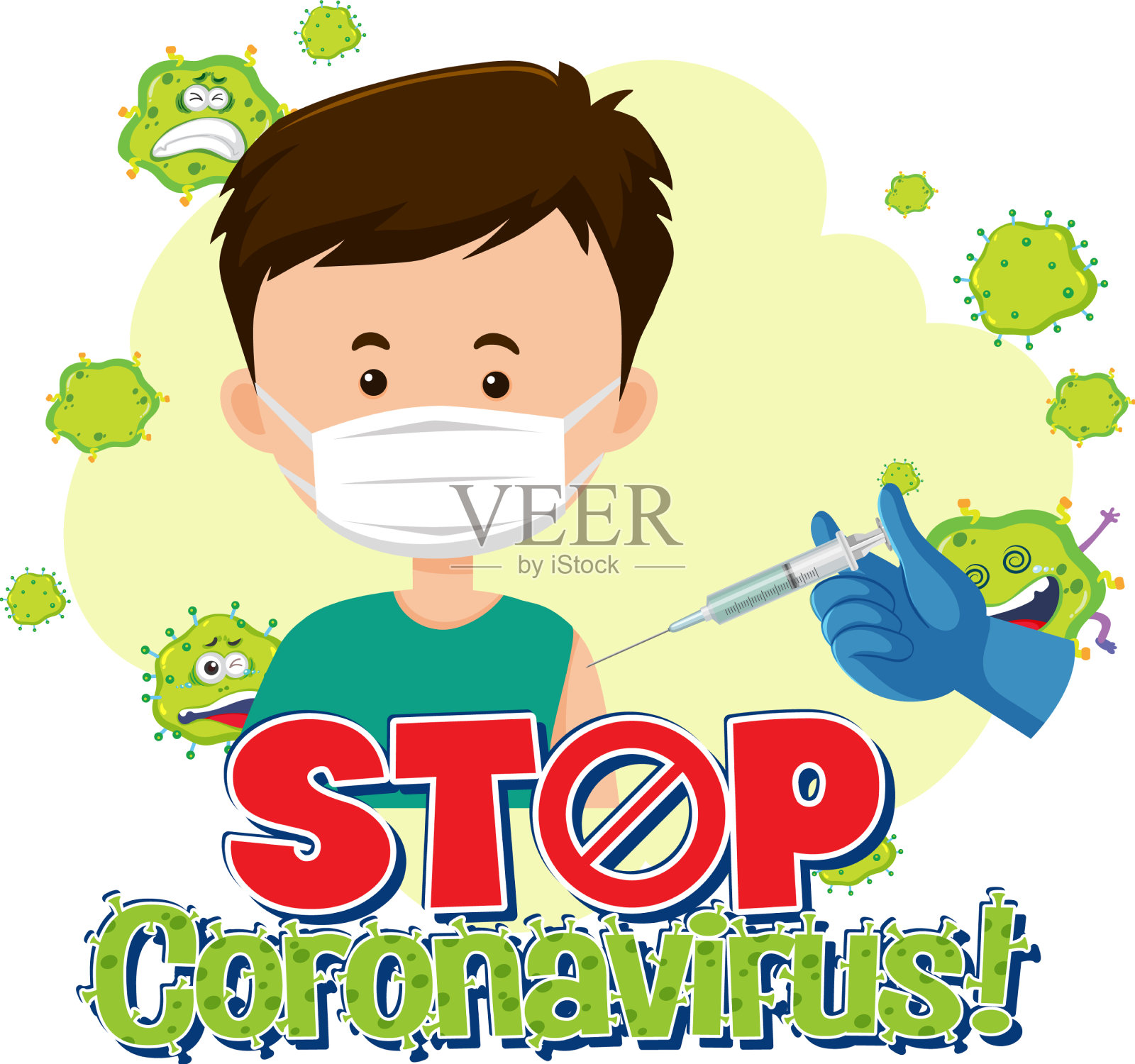 停止冠状病毒横幅佩戴患者设计元素图片