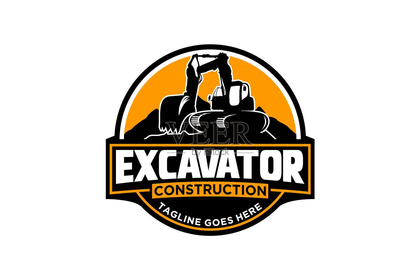 挖掘机标志模板为重型设备标志设计元素图片