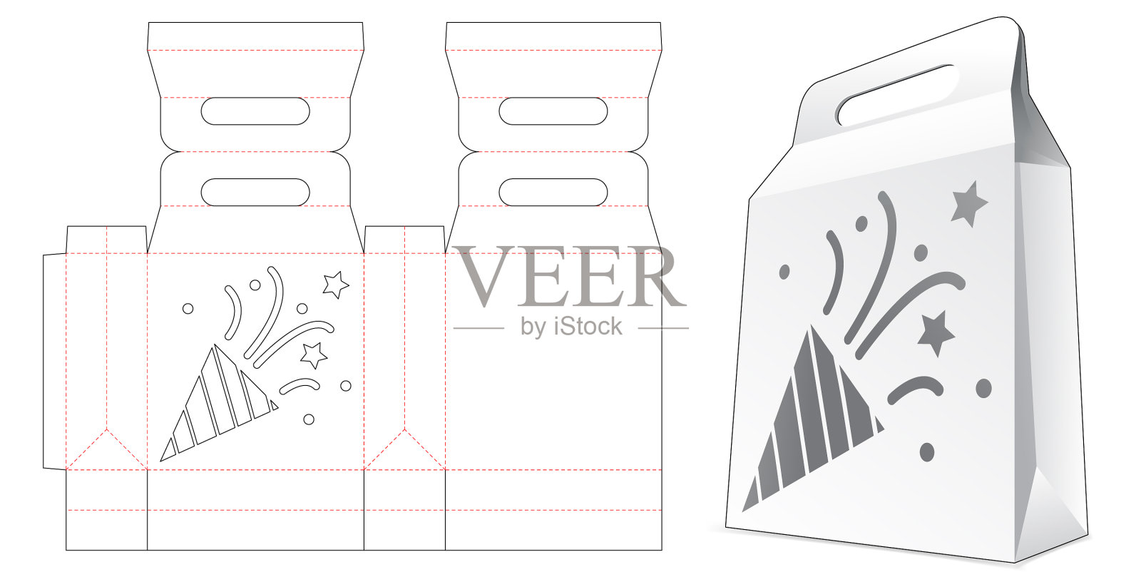 纸板购物袋模压纸屑模切插画图片素材