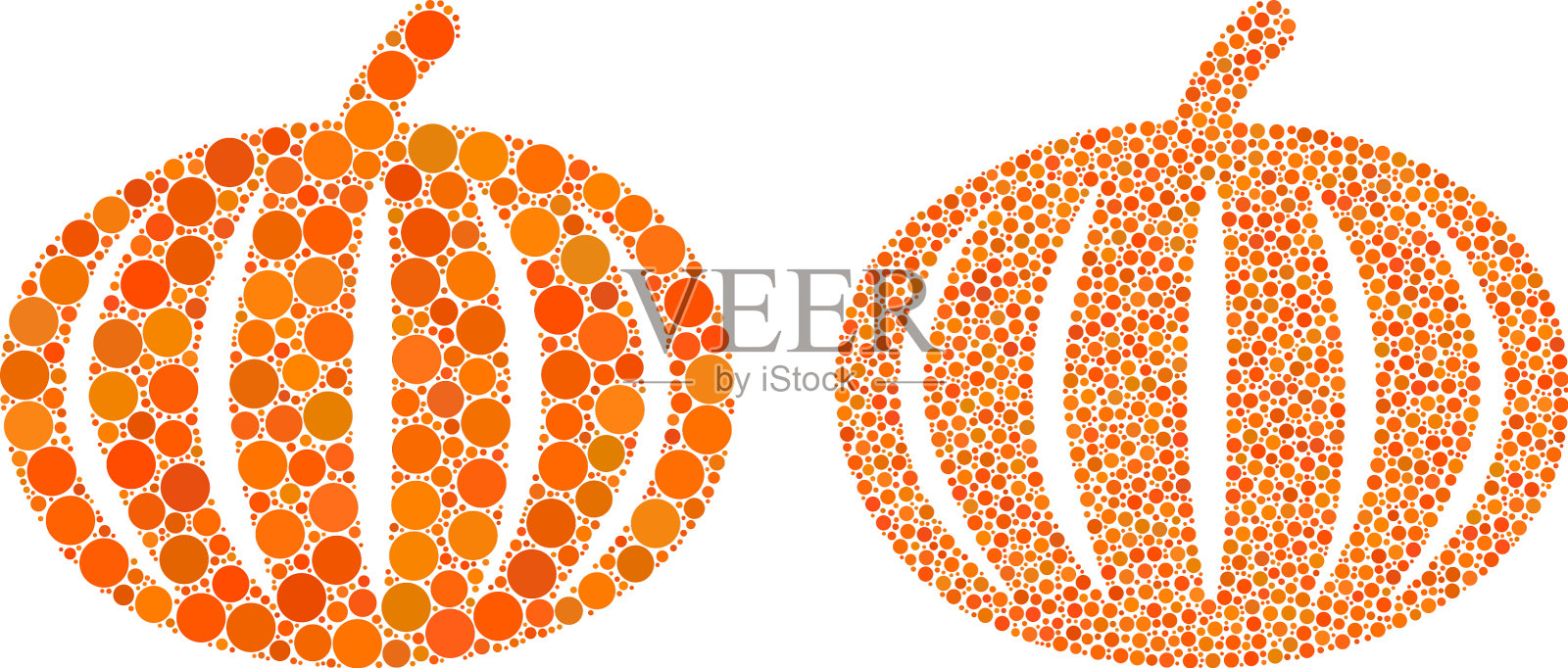 圆形收获南瓜图标马赛克插画图片素材