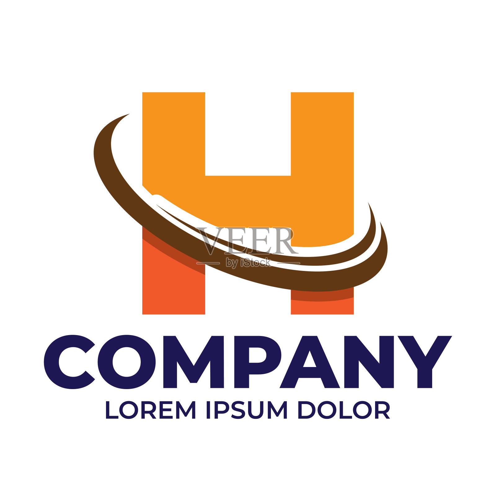 字母H与极简现代标识插图，极简城市数字未来创意标识字体插画图片素材