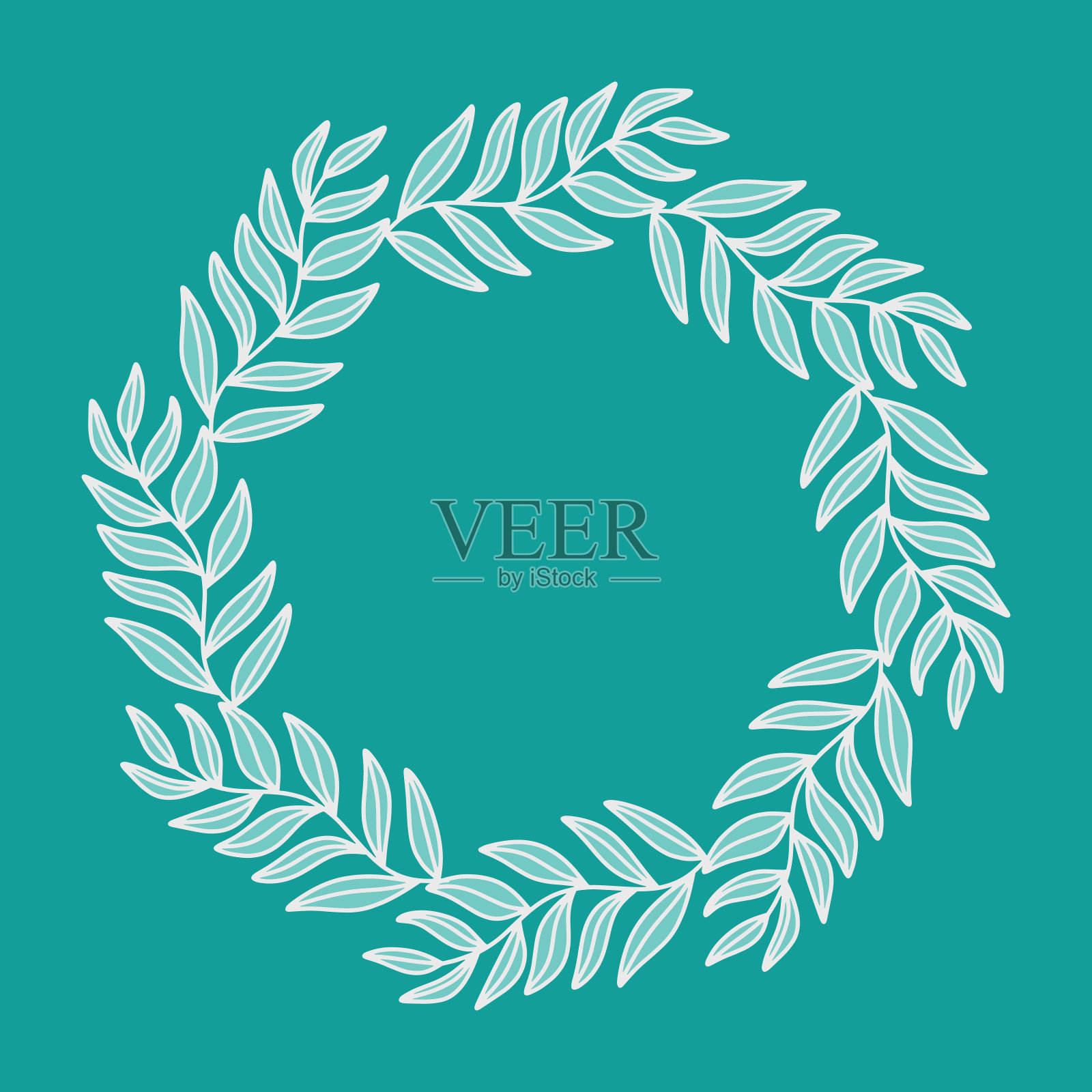 矢量彩色花卉框架与叶子插图插画图片素材