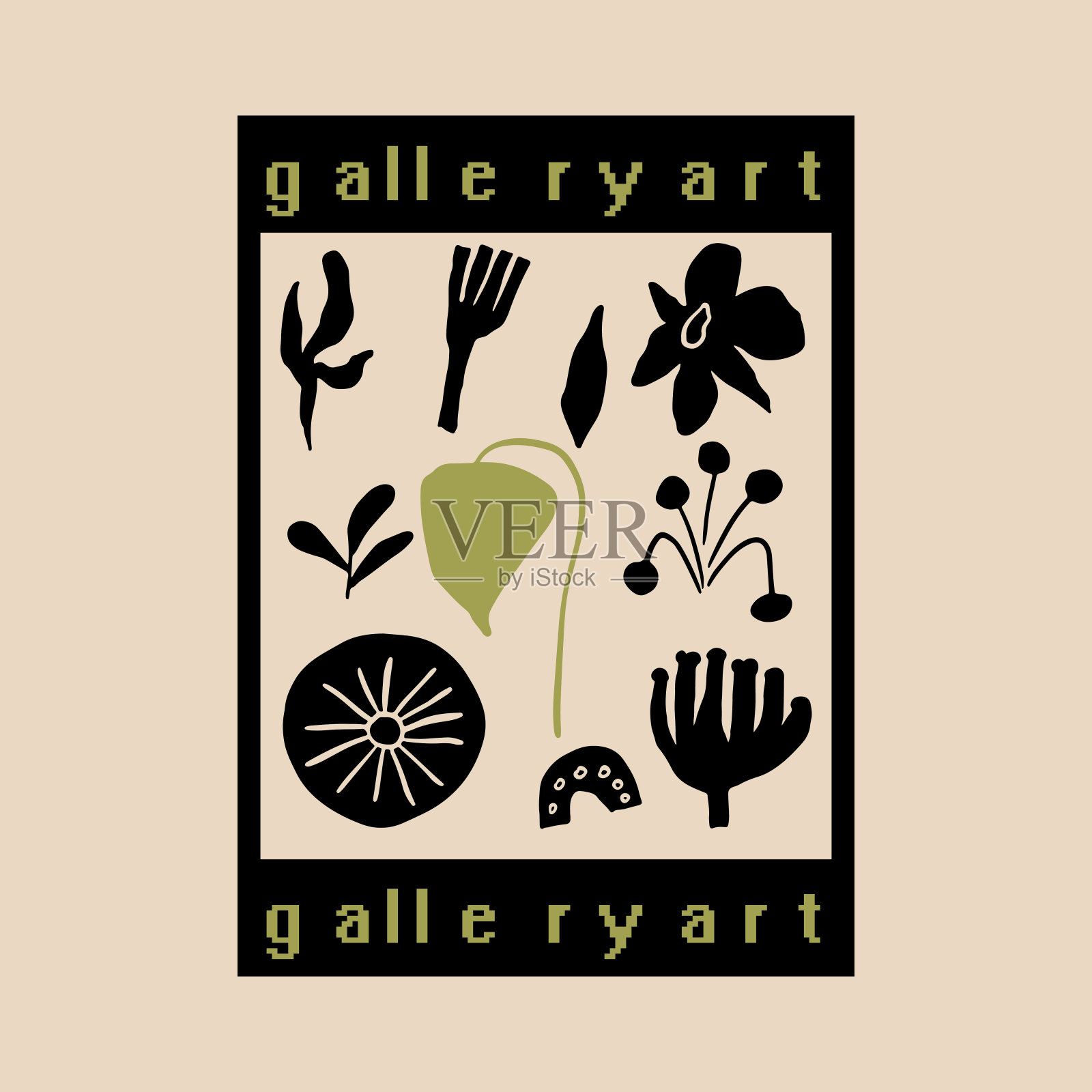 彩色抽象斯堪的纳维亚花卉图案的艺术和音乐事件海报设计插画图片素材