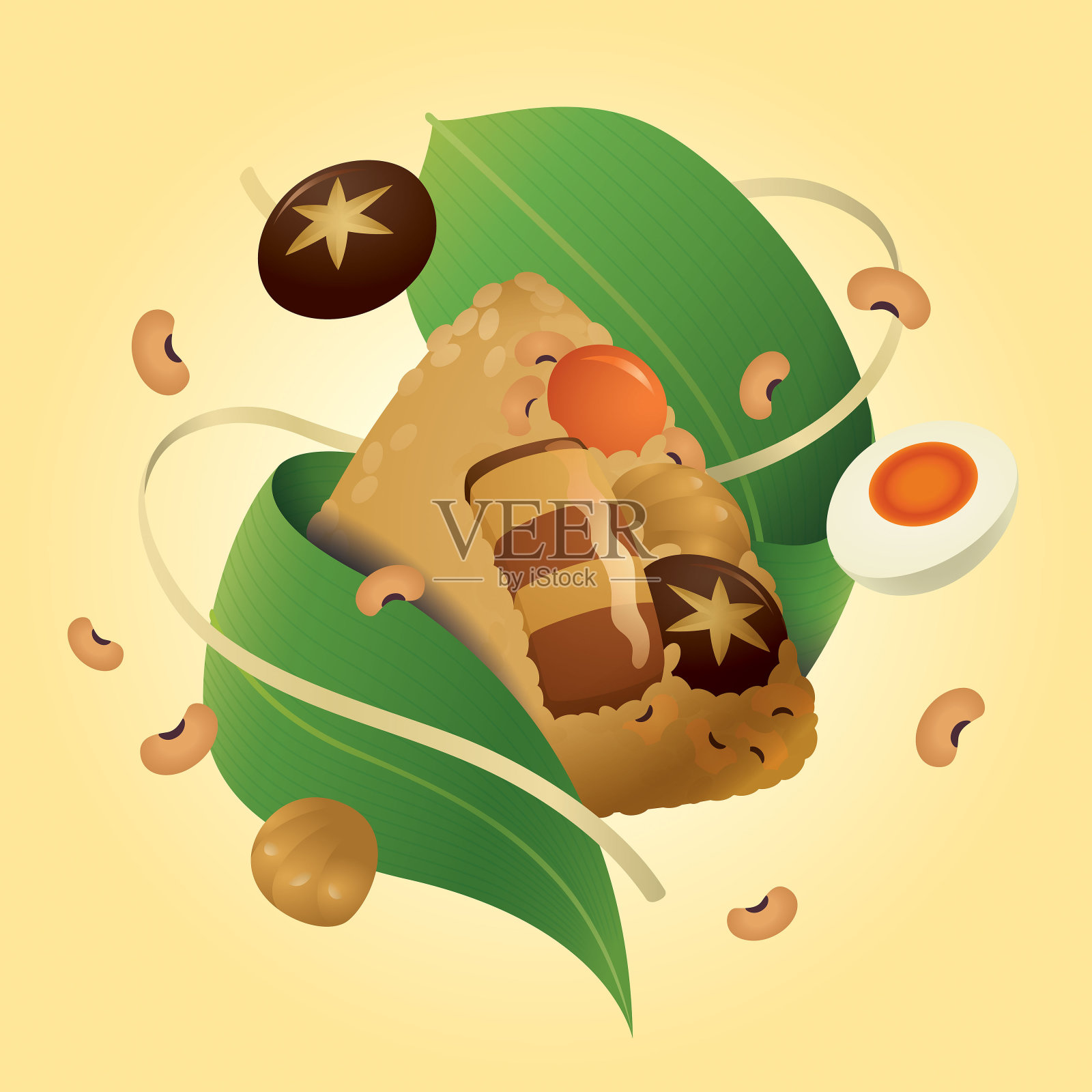 用美味的粽子庆祝端午节插画图片素材