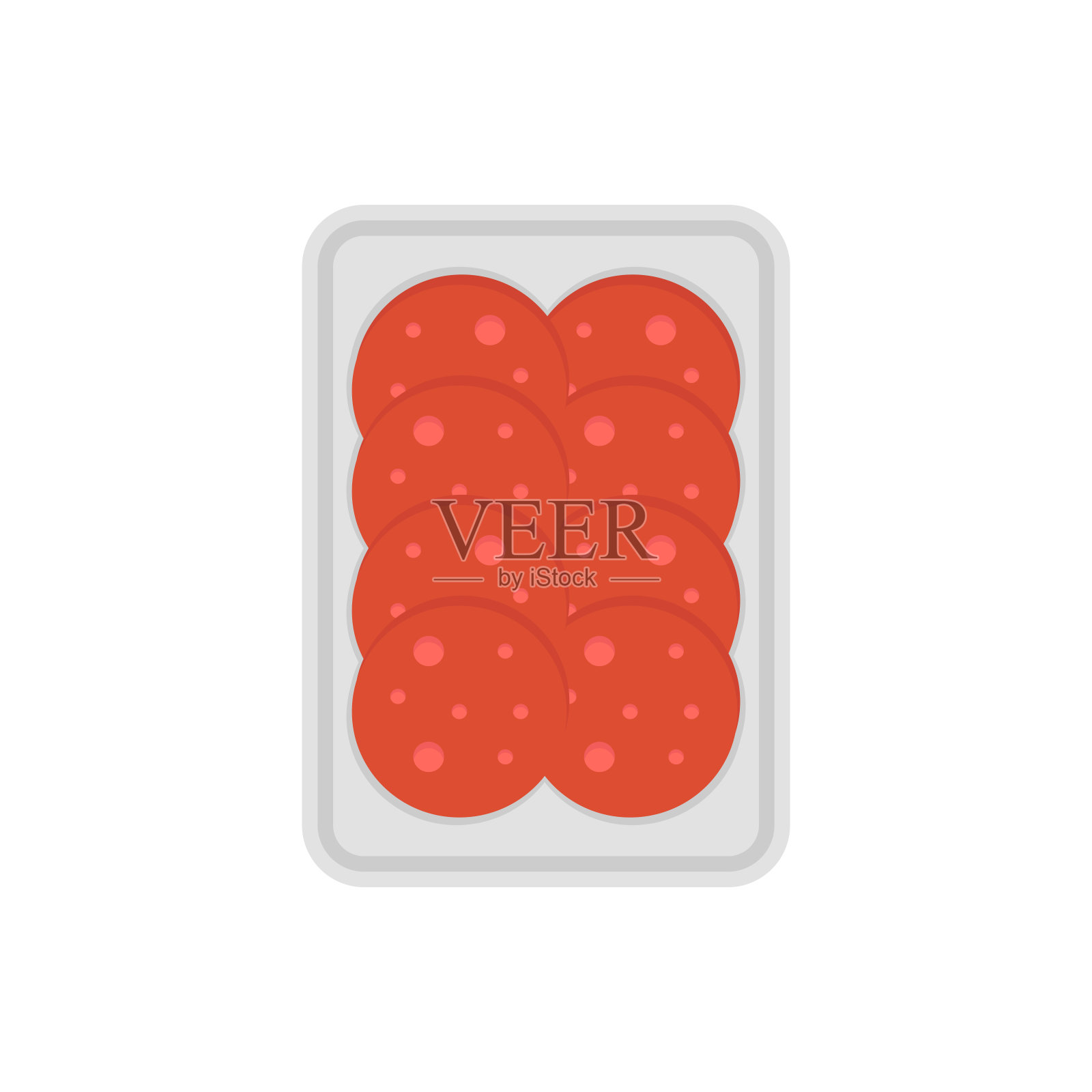 香肠切片真空包装图标孤立的白色背景。插画图片素材