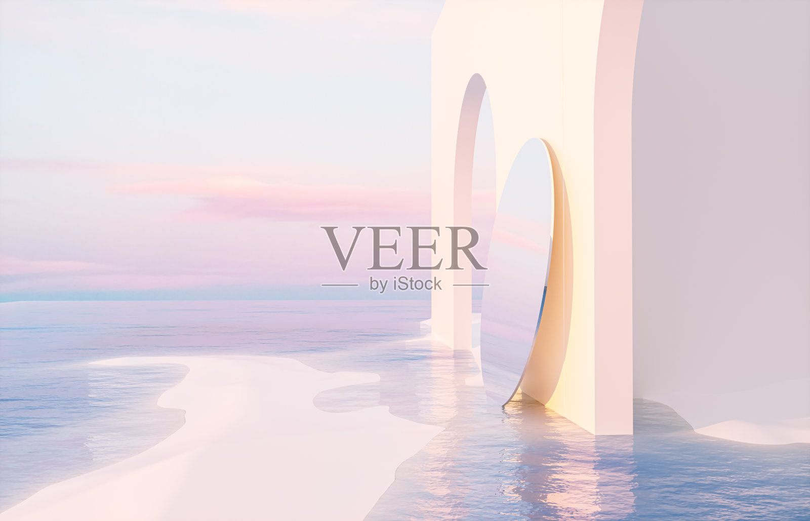 具有几何形状的抽象夏季景观：海滩景色照片摄影图片