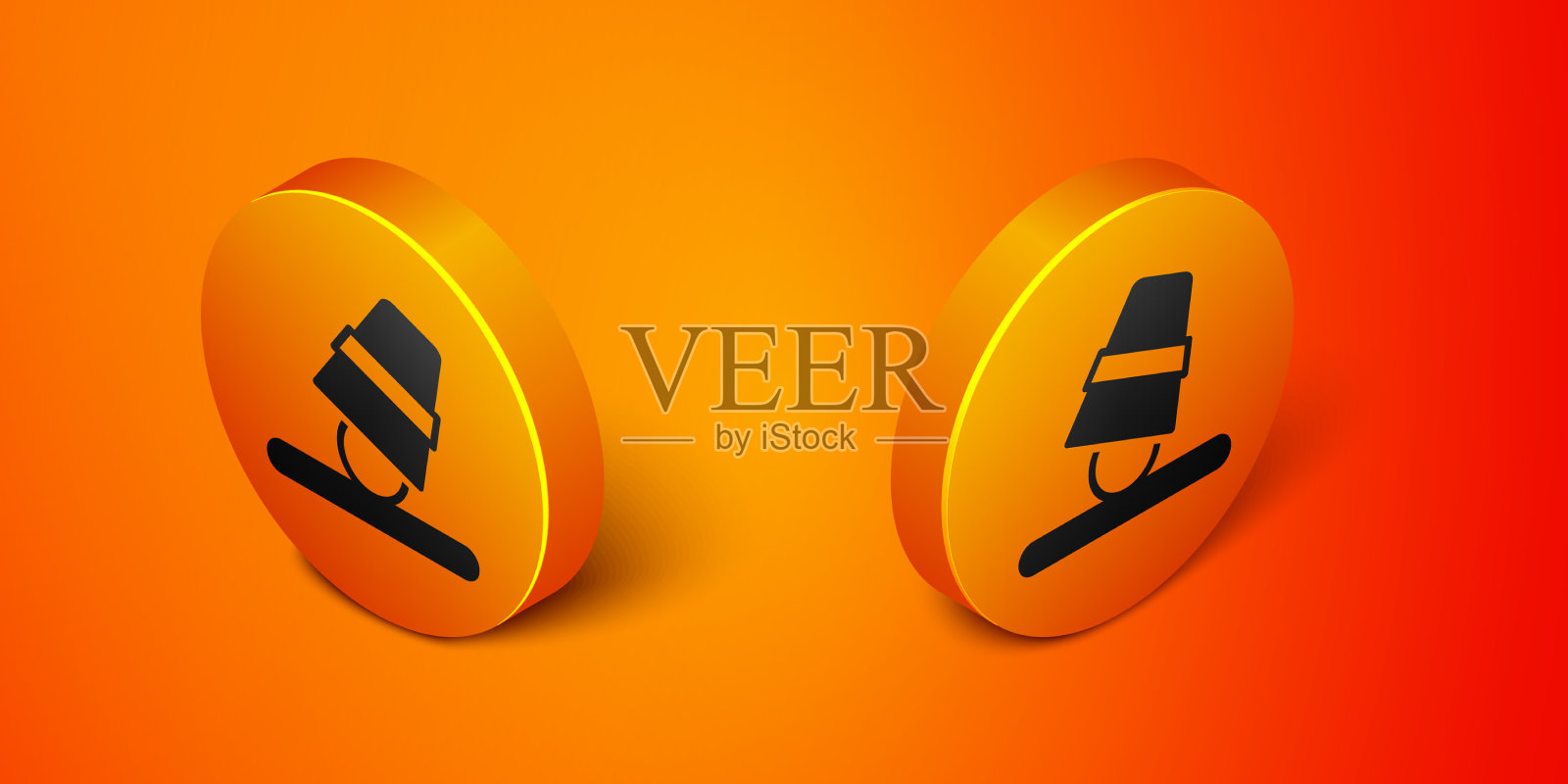 等距游戏顶针图标孤立在橙色图标素材