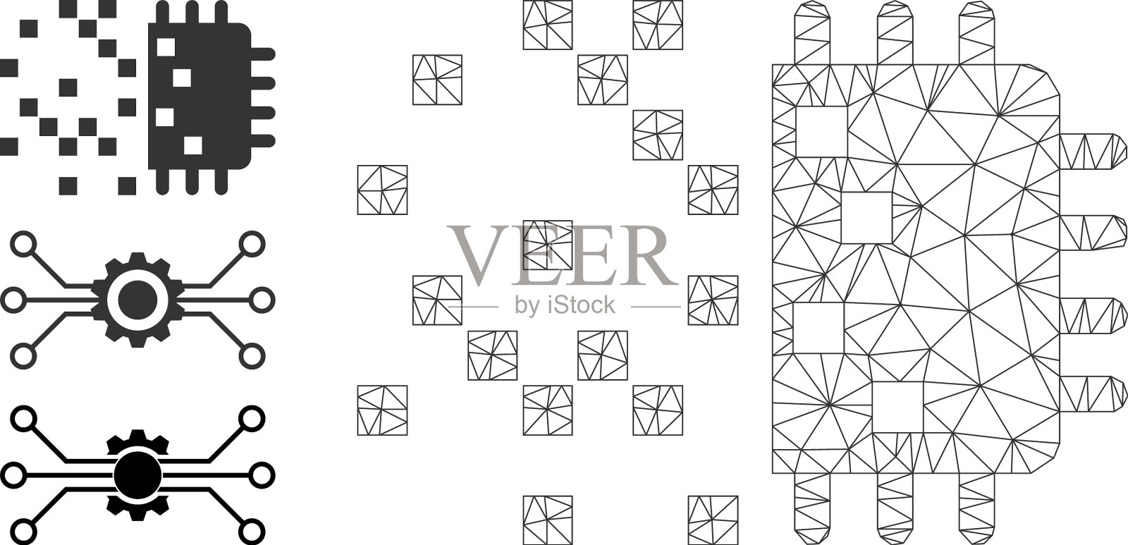 网壳数字芯片代图标插画图片素材