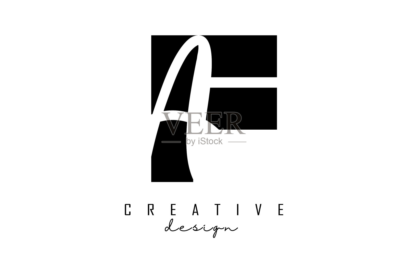 字母fa标志采用极简设计的字母插画图片素材