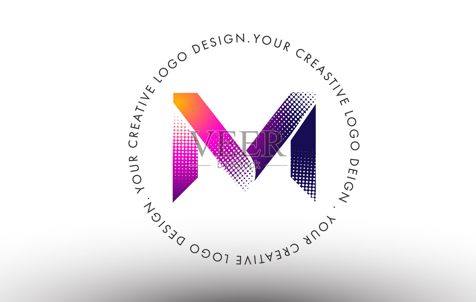 圆点字母m标志m字母设计用圆点插画图片素材