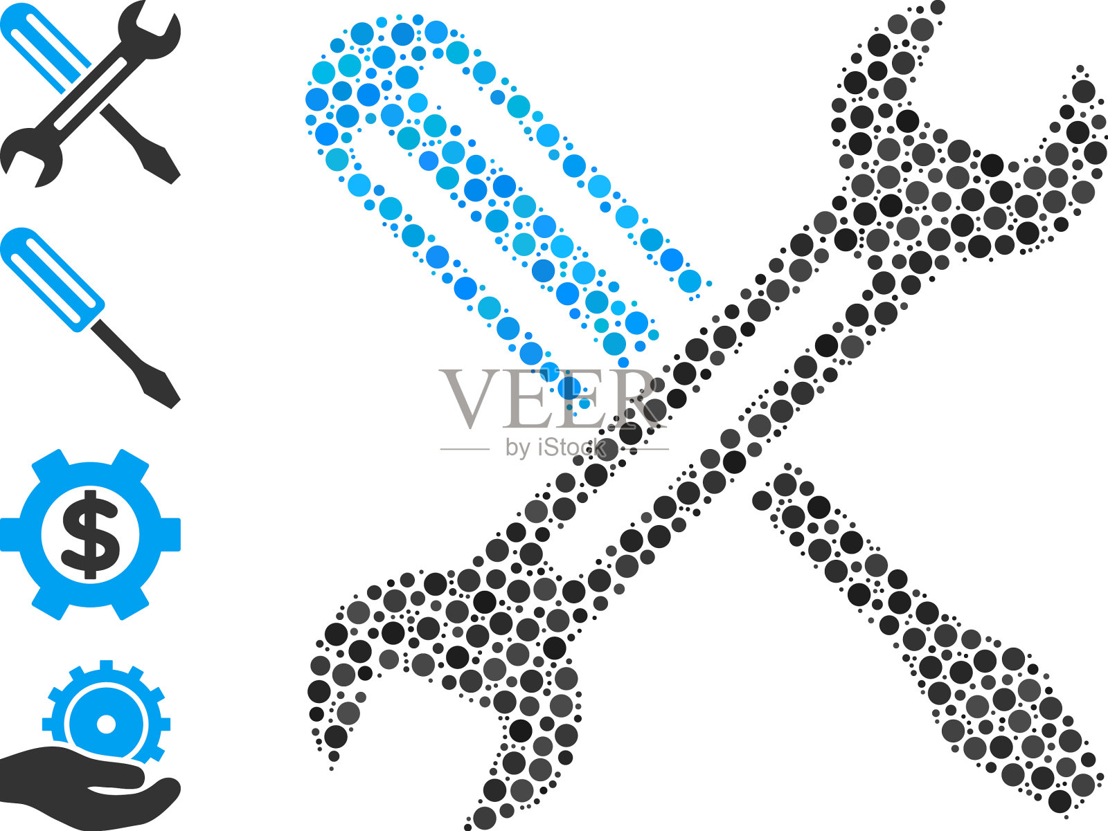 点调圆形和其他图标的马赛克图标素材
