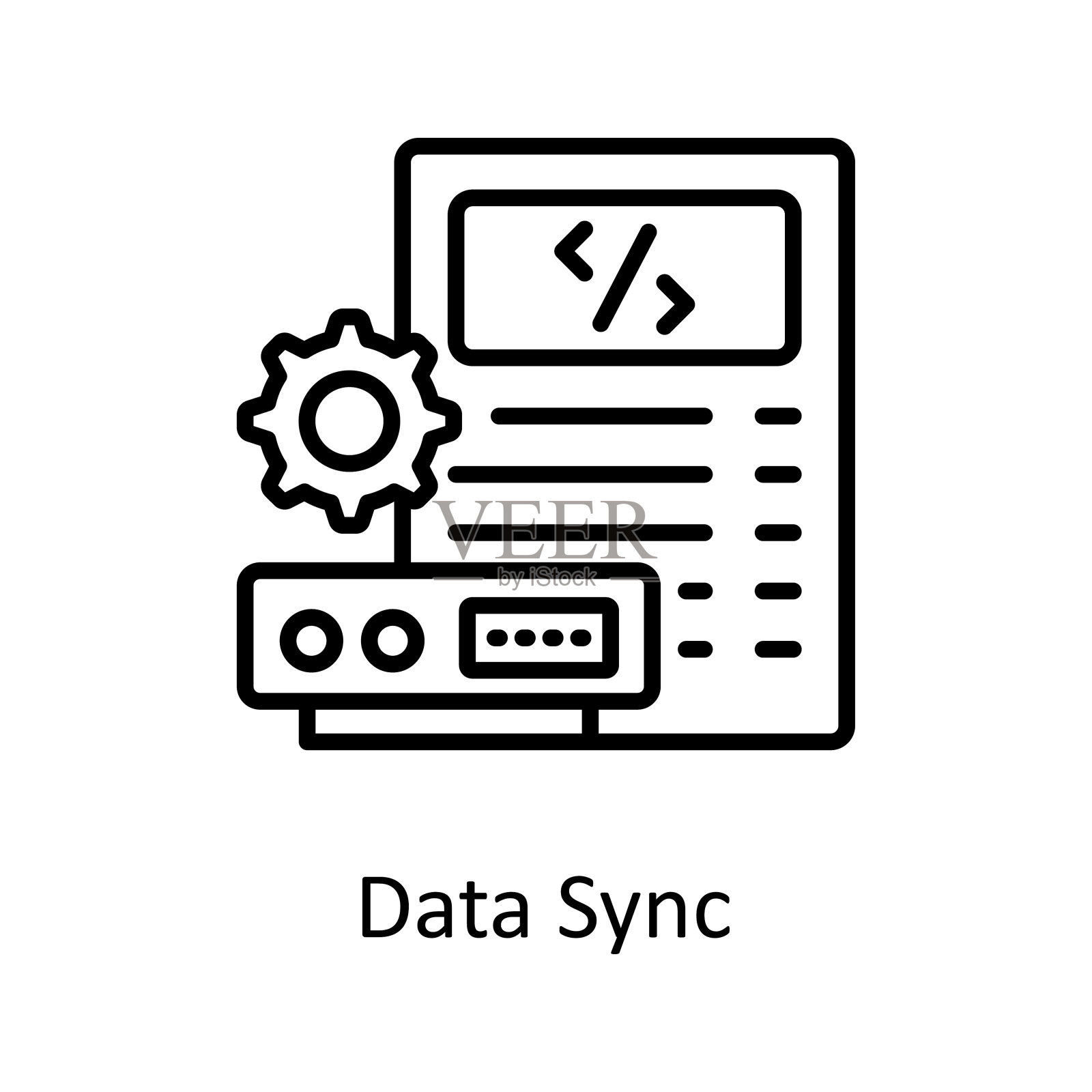 数据同步矢量轮廓图标设计插图。数据分析符号白色背景EPS 10文件插画图片素材