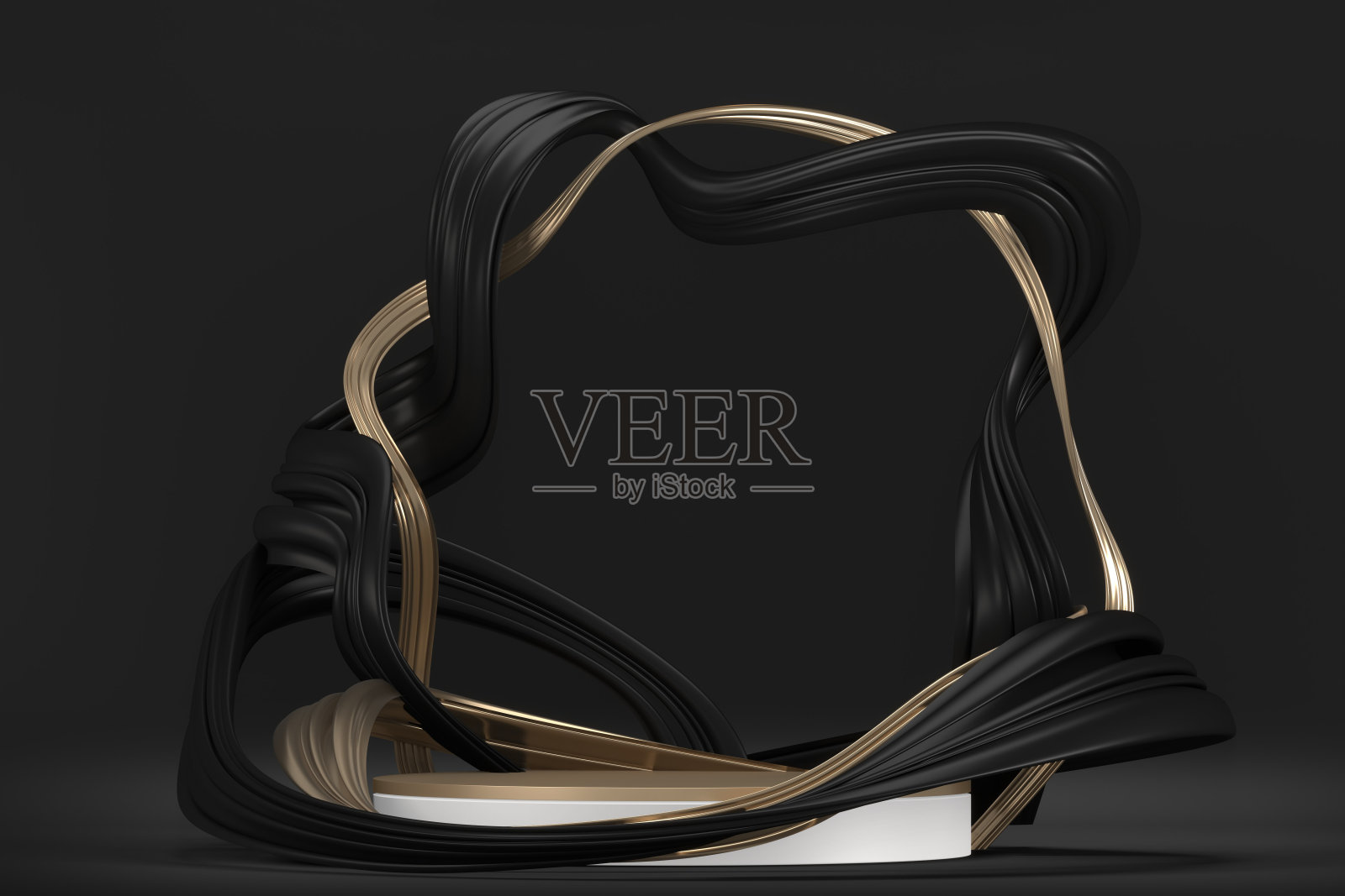 黑色舞台裙台，适合产品装饰。3d渲染照片摄影图片