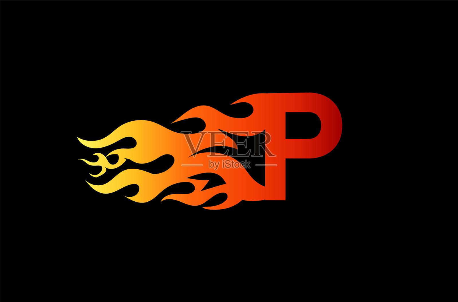 新的消防字母p标志设计模板插画图片素材