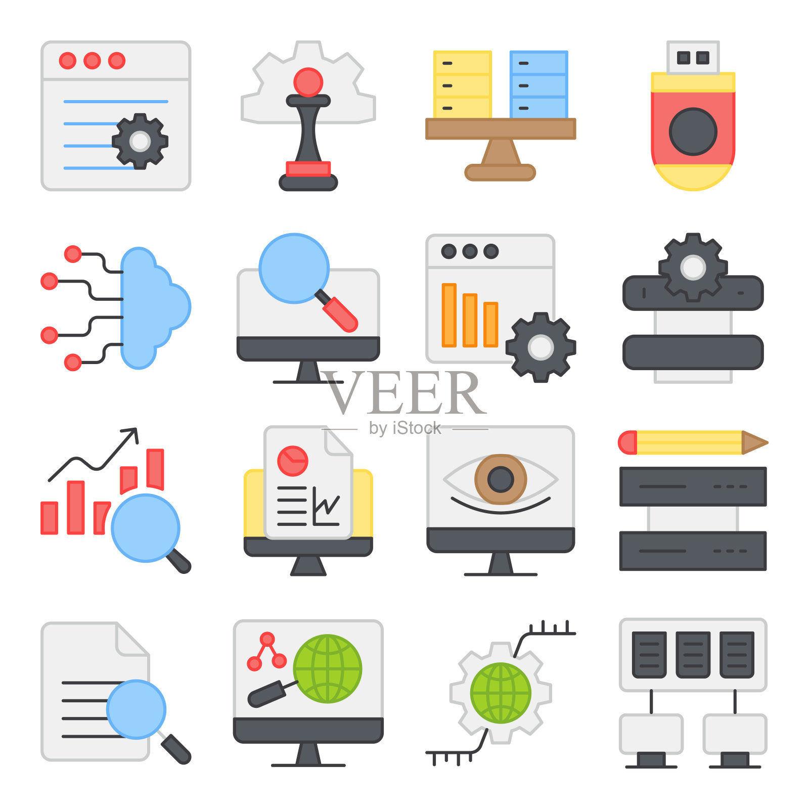 商务数据扁平风格图标合集图标素材