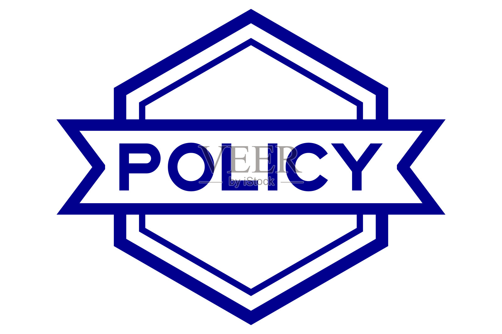 复古六边形标签横幅与字政策在蓝色白色背景插画图片素材