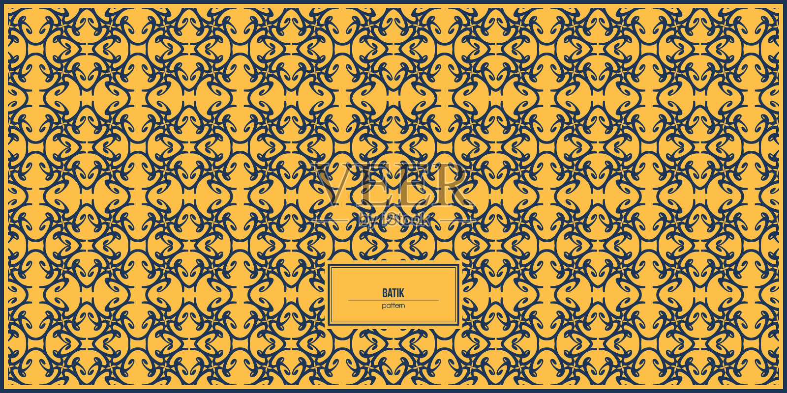 文化蜡染图案与黄色背景插画图片素材
