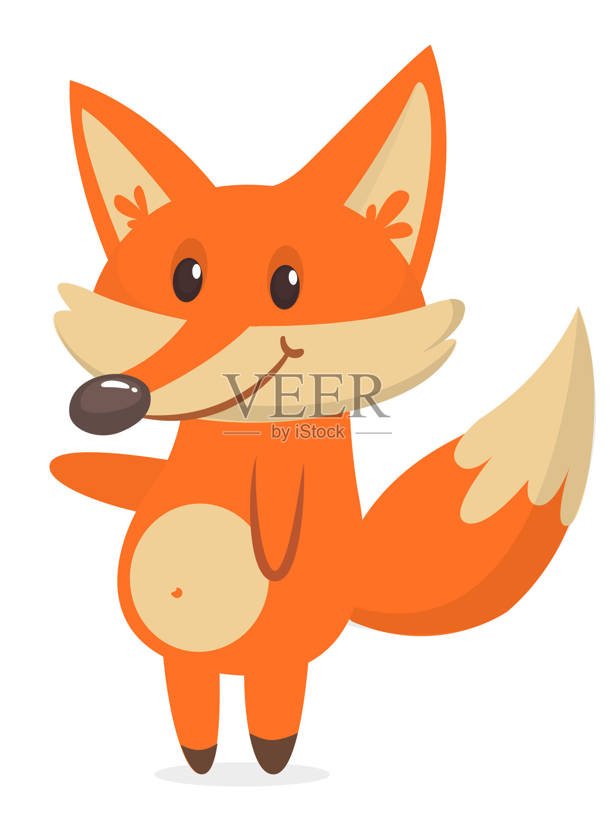 可爱的卡通狐狸角色。矢量插图孤立设计元素图片