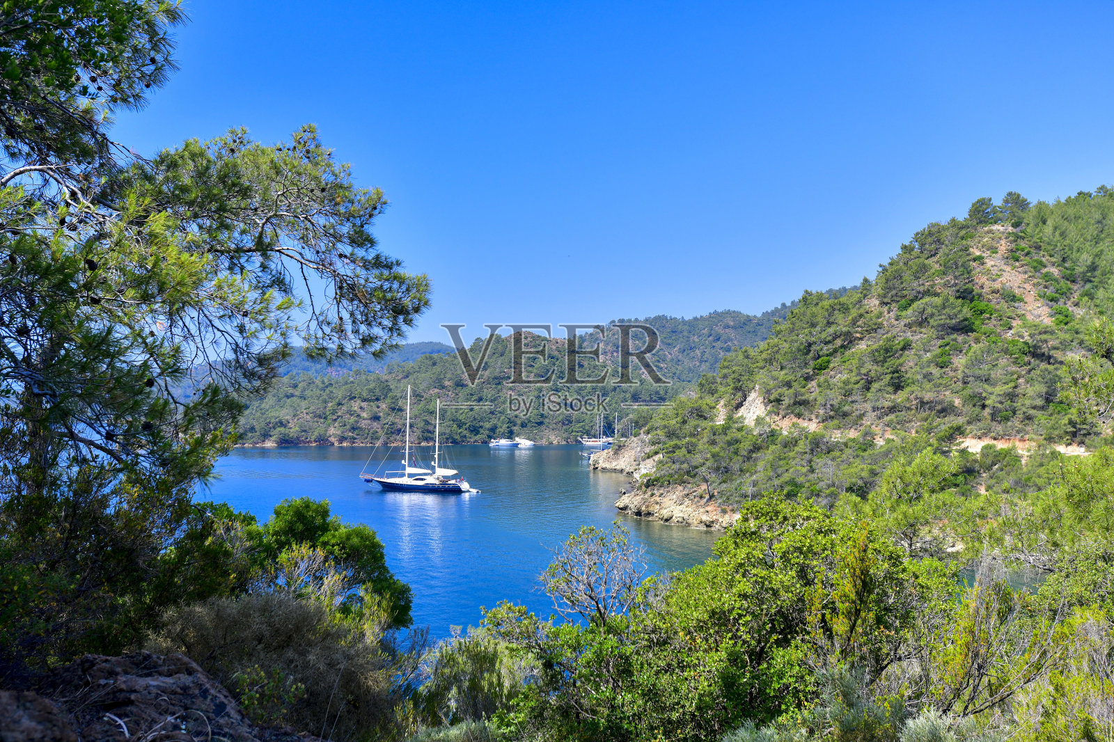 每日游艇之旅。游艇之旅。游艇假期。蓝色邮轮。照片摄影图片