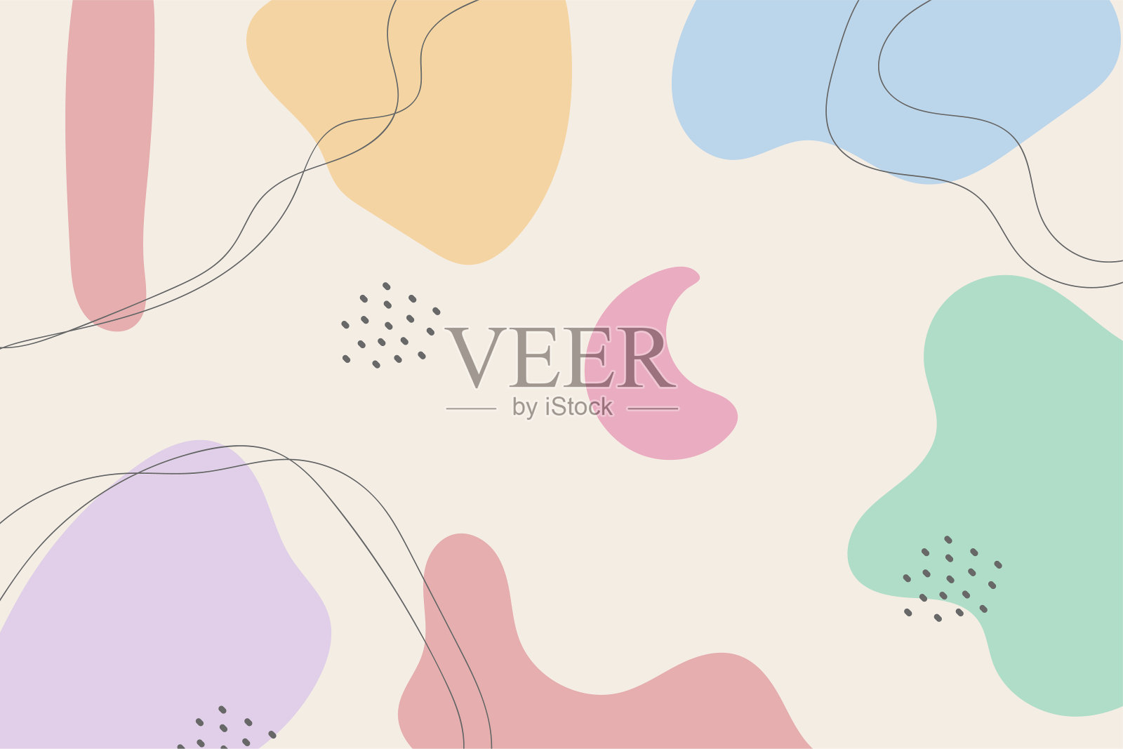 抽象背景手绘各种形状和涂鸦对象插画图片素材