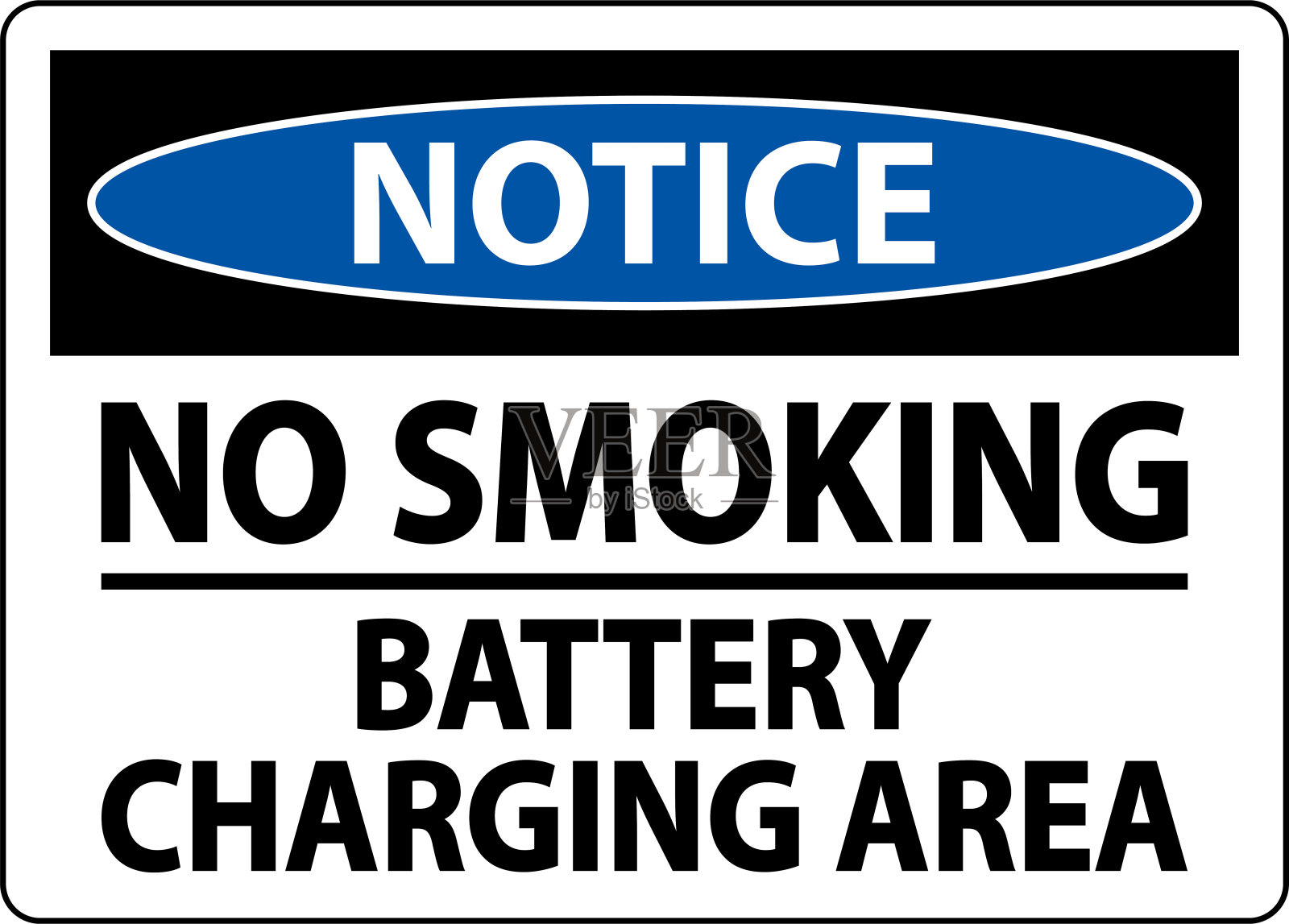 白色背景下的电池充电区标志禁止吸烟插画图片素材