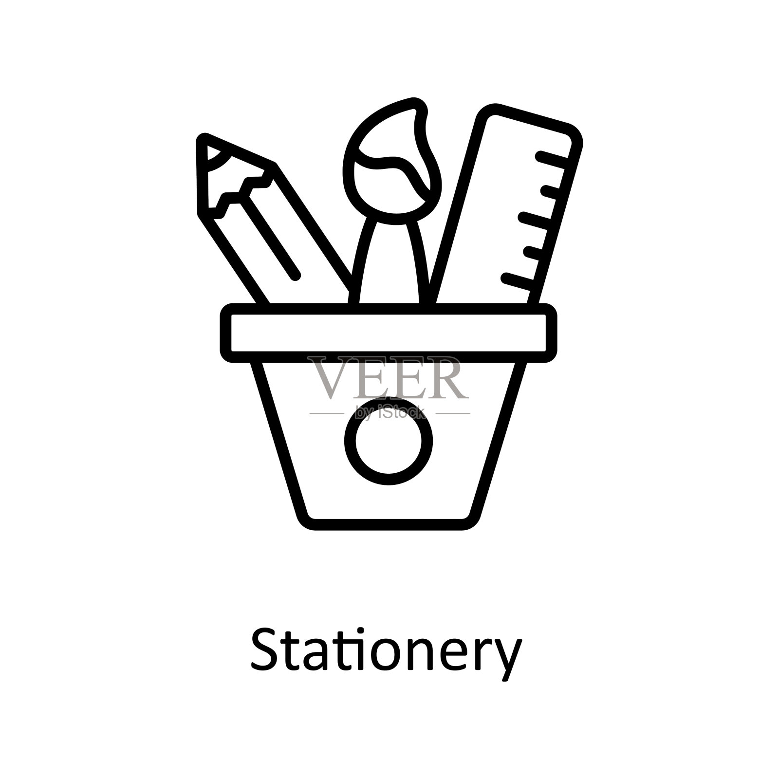 文具矢量轮廓图标设计插图。图形设计符号在白色背景EPS 10文件插画图片素材