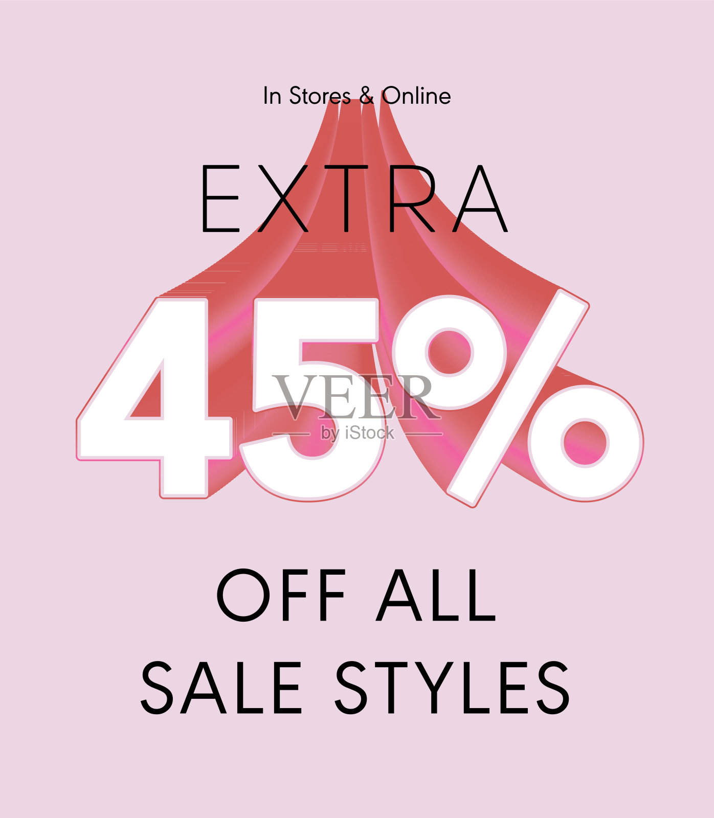额外45%折扣所有销售风格在商店和网上，特别优惠销售45%折扣3D号码插画图片素材