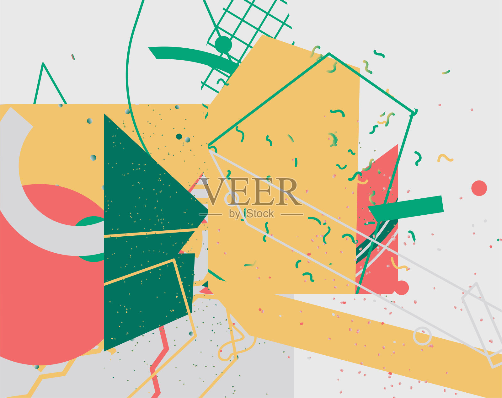 不寻常的奇怪矢量时髦几何混乱形状组成背景插画图片素材