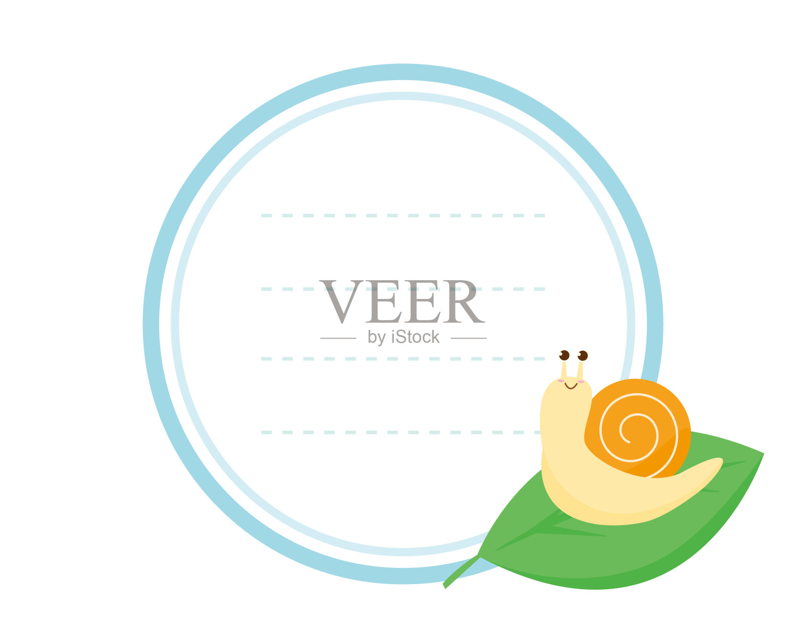 一个可爱的蜗牛矢量插图。卡。插画图片素材