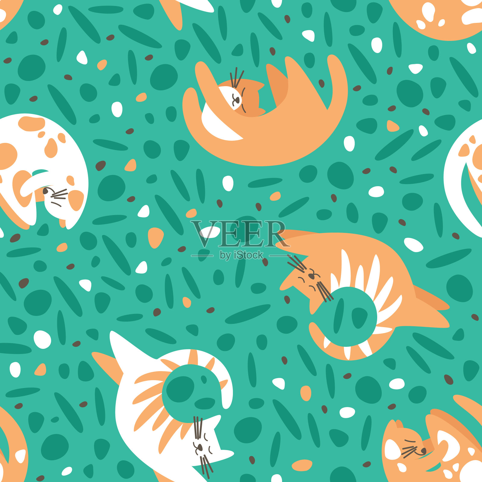 无缝图案的猫在晒太阳插画图片素材