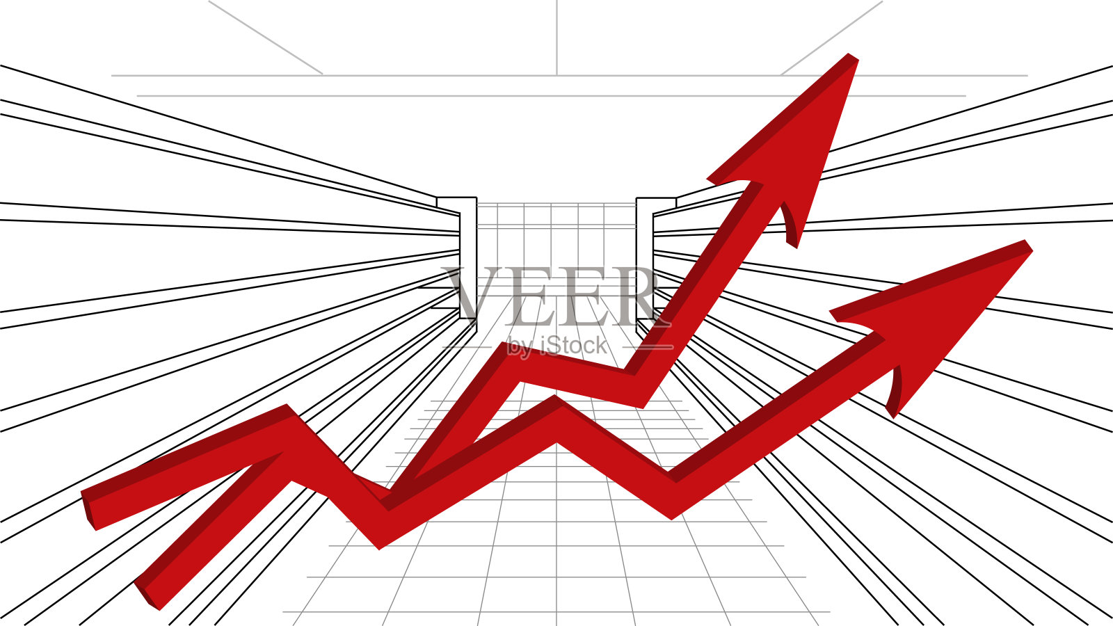 红色成长三维箭头素描超市的背景。条形图和图形。不断上涨的食品价格。通货膨胀的概念。零售行业。金融和经济。市场。杂货店。粮食危机设计元素图片