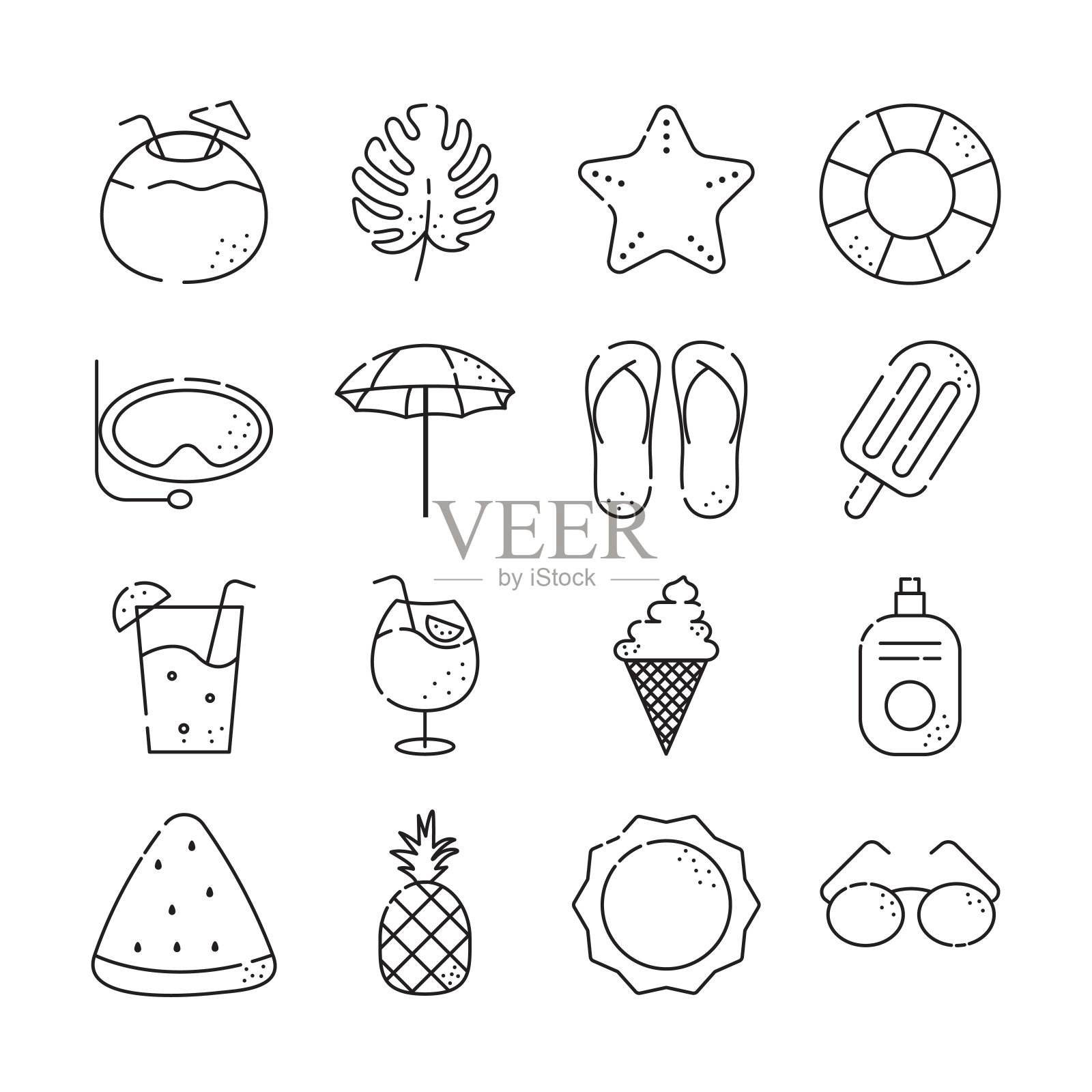 可爱的手绘图标插画图片素材