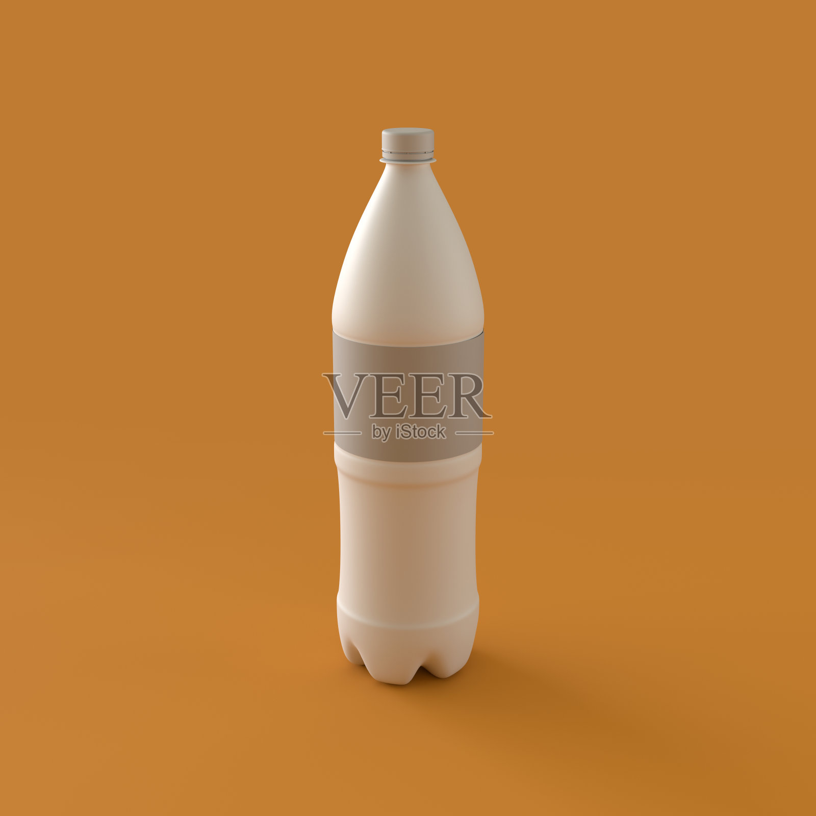 单色瓶子-水在橙色背景，3d渲染照片摄影图片