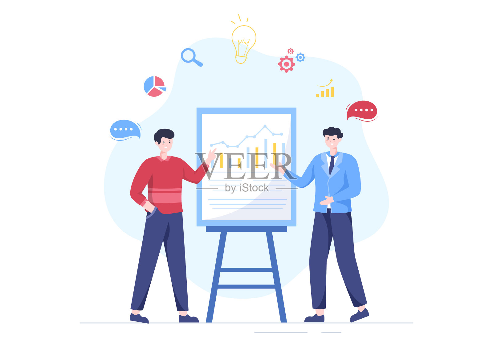 商业计划咨询，财务分析，统计或公司业绩发展平面卡通插图插画图片素材