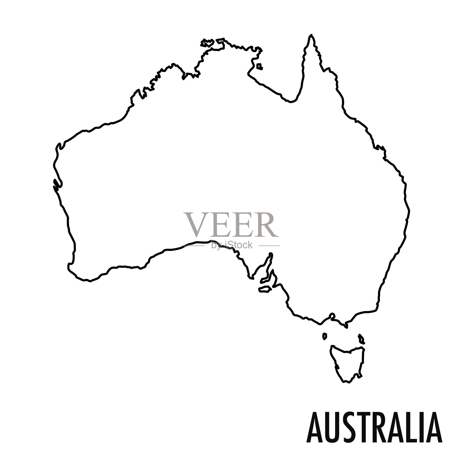 澳大利亚地图矢量线插图插画图片素材