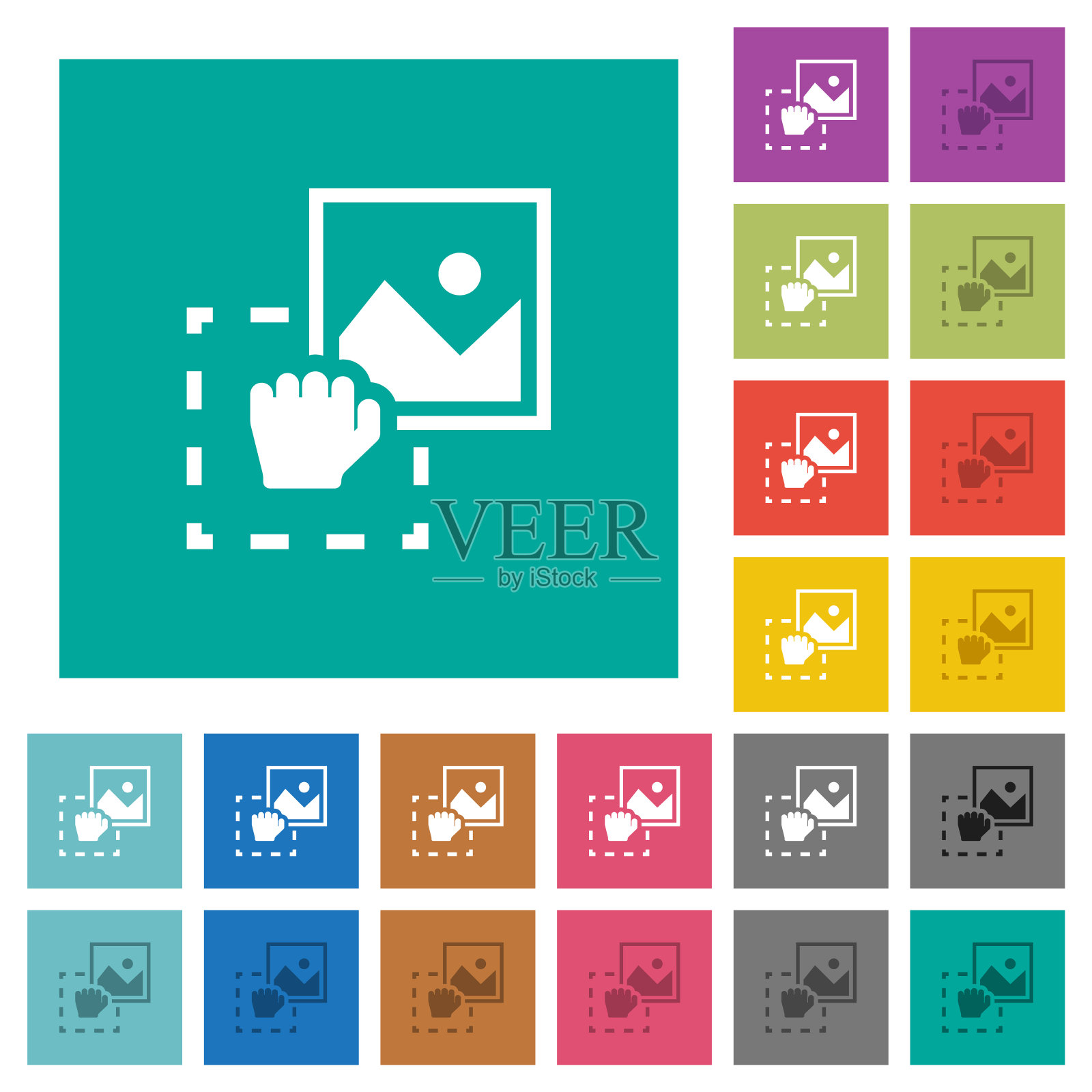 抓取图像上传方形平面多色图标图标素材