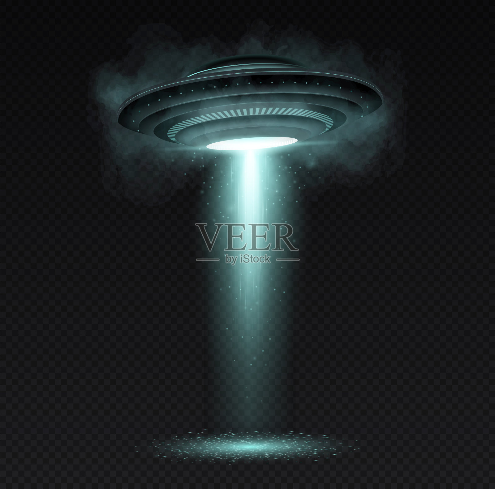 现实的蓝色的不明飞行物插画图片素材