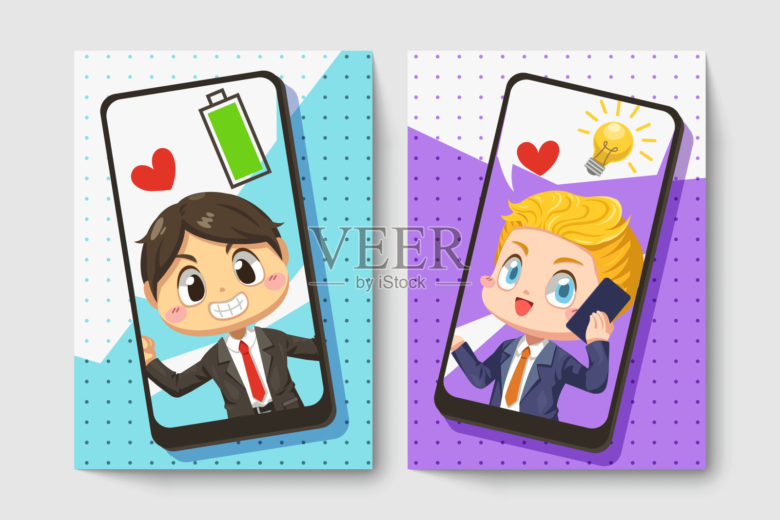 卡通人物矢量中的两个商人卡插画图片素材