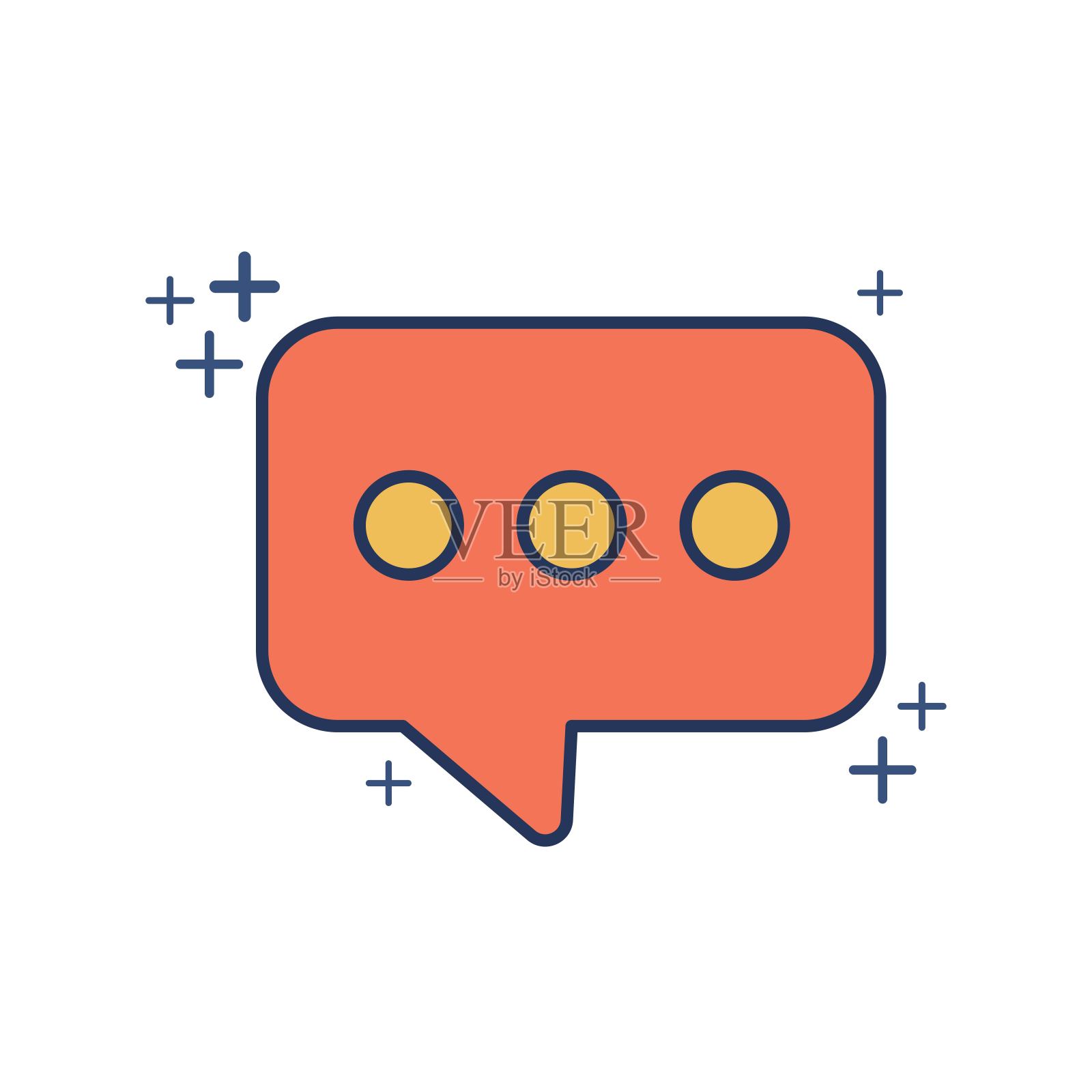 聊天信息图标矢量插图字形风格设计与颜色和加号。孤立在白色背景。图标素材