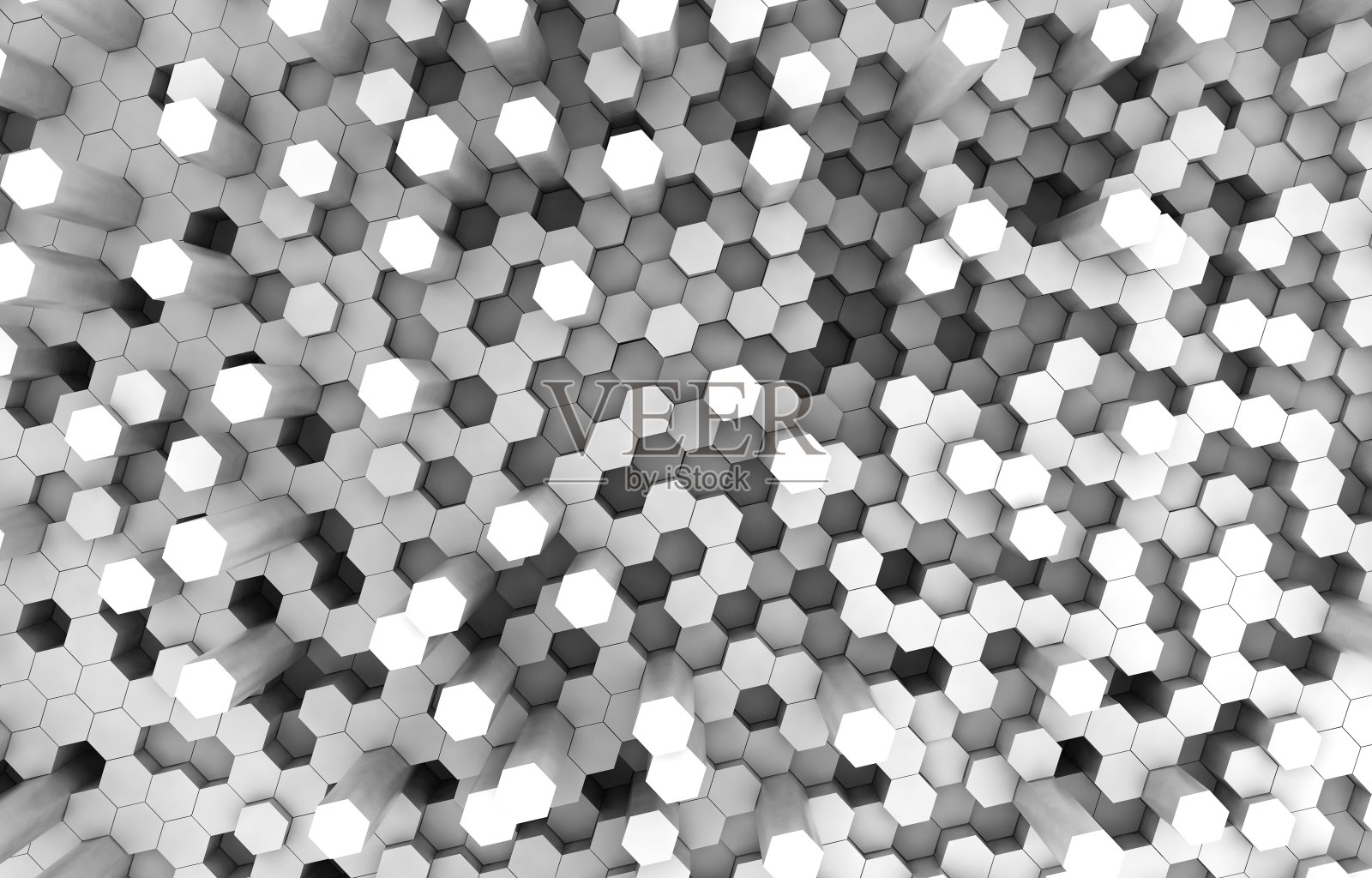 双色六边形3D背景纹理。3 d渲染插图。未来的抽象背景。照片摄影图片