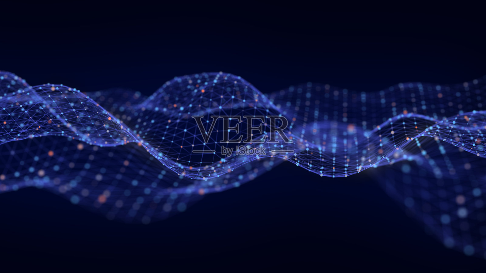 抽象的未来主义浪潮。流的粒子。大数据传输可视化。3 d渲染。照片摄影图片