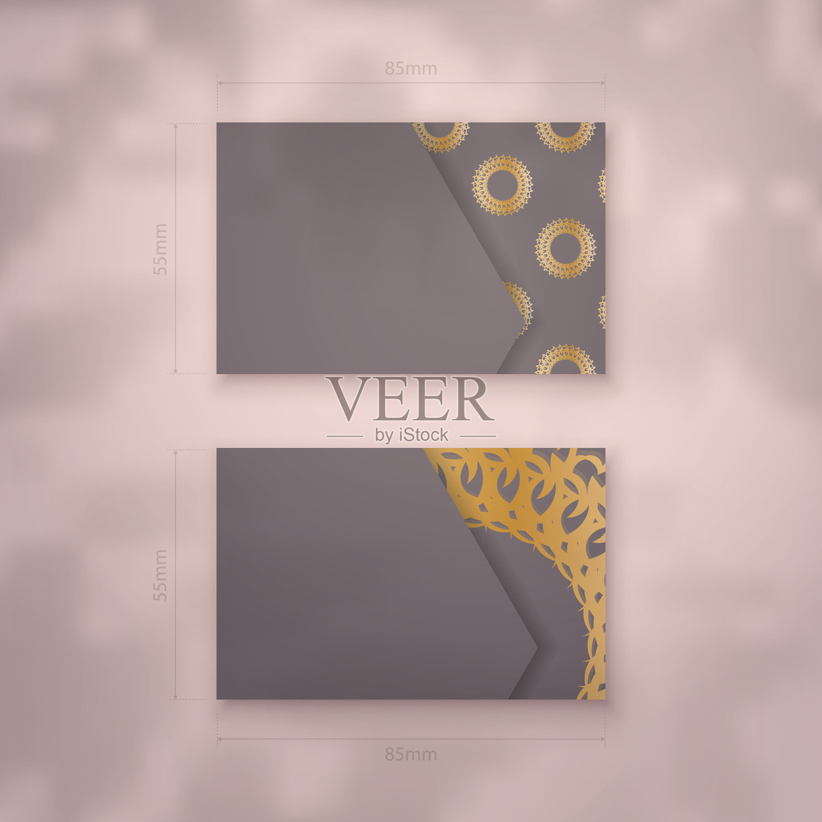 名片在棕色与复古黄金插画图片素材