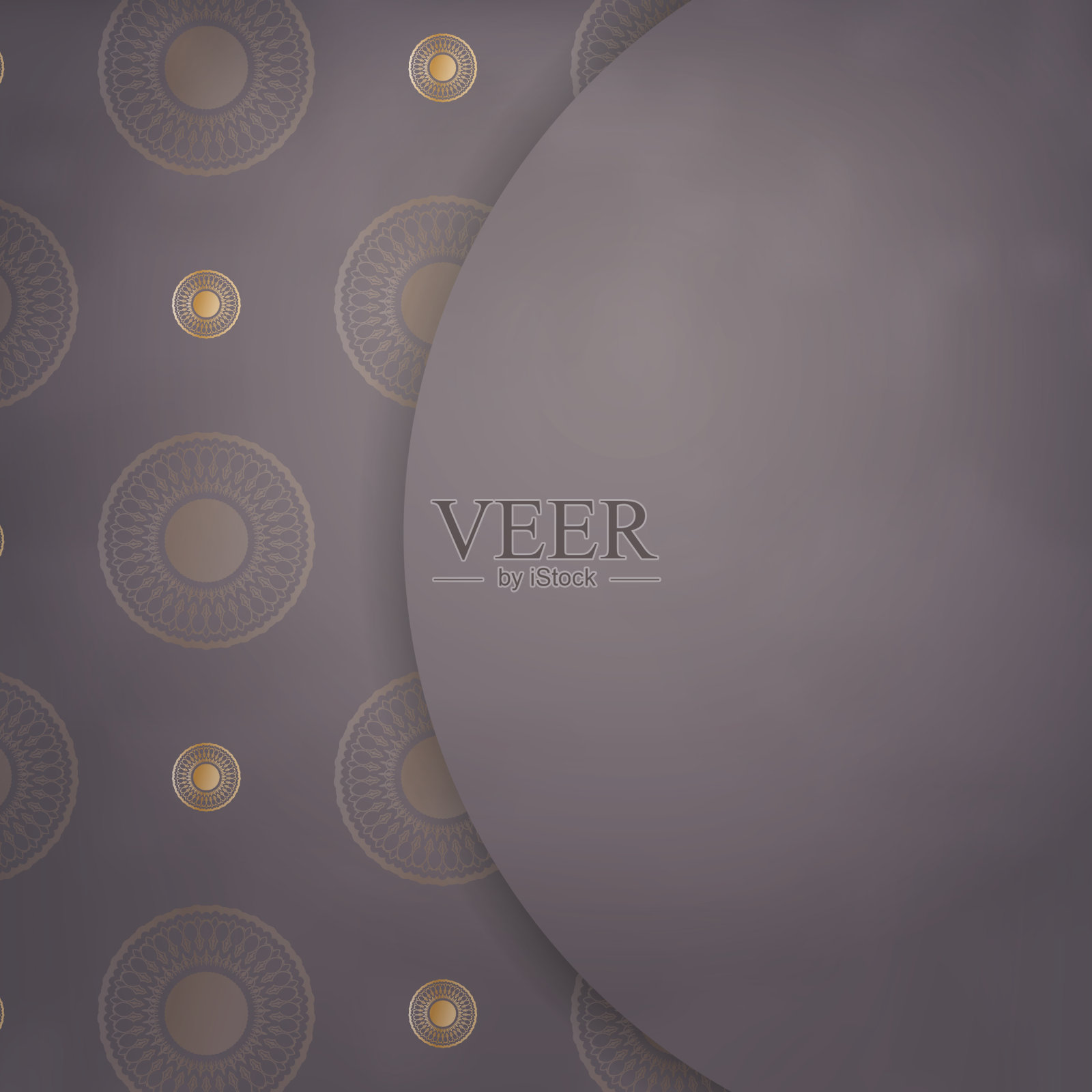 问候传单在棕色与古董黄金图案设计模板素材