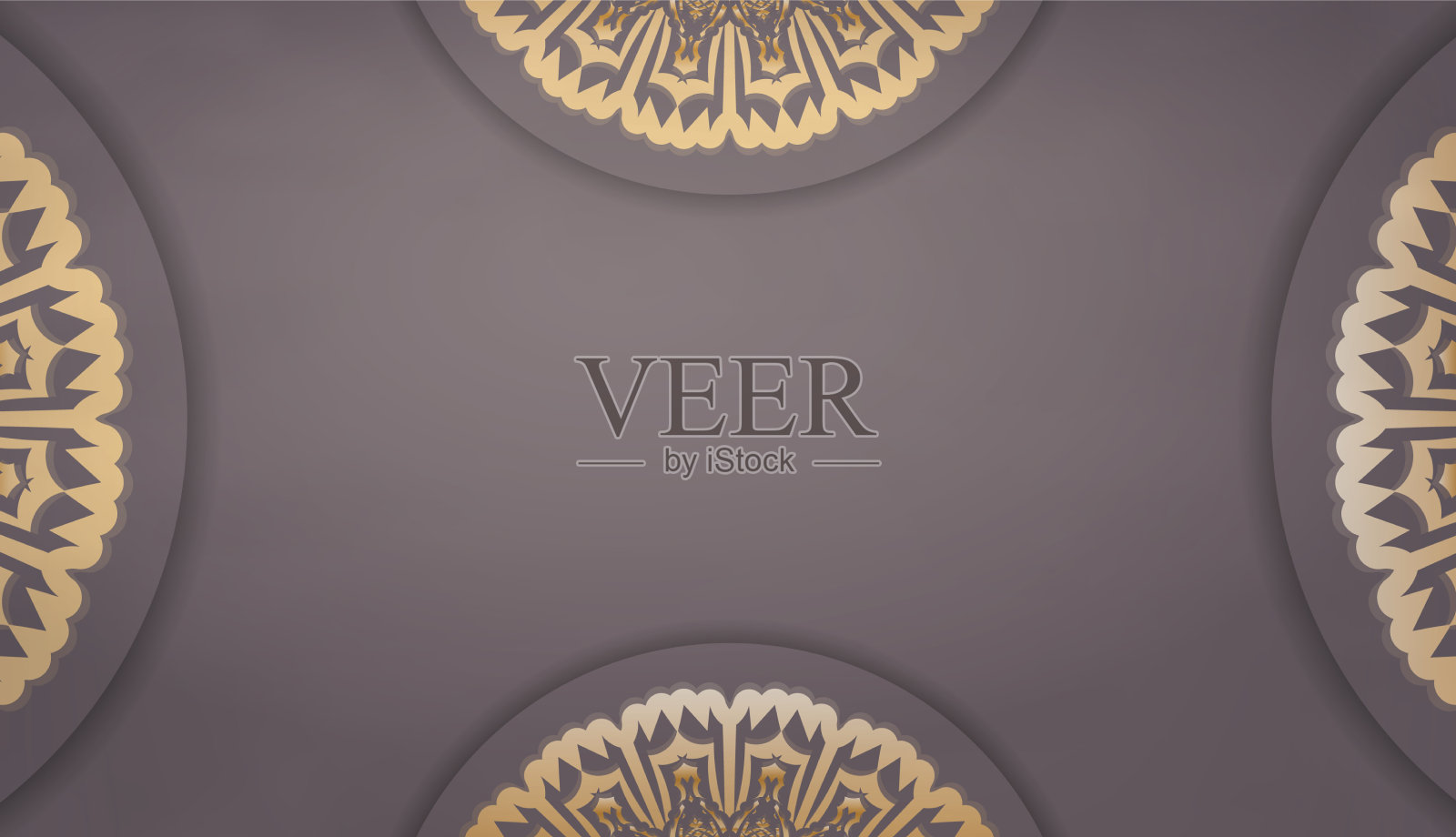 棕色横幅模板与古董黄金饰品插画图片素材