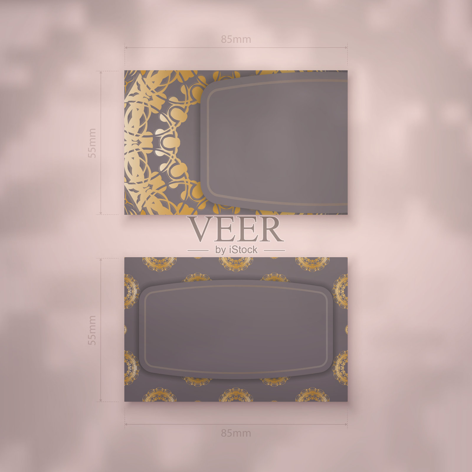 带有豪华金色图案的棕色名片插画图片素材