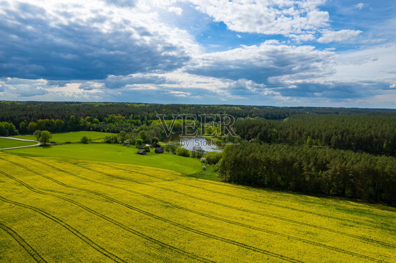 美丽的立陶宛自然的空中春天的看法照片摄影图片